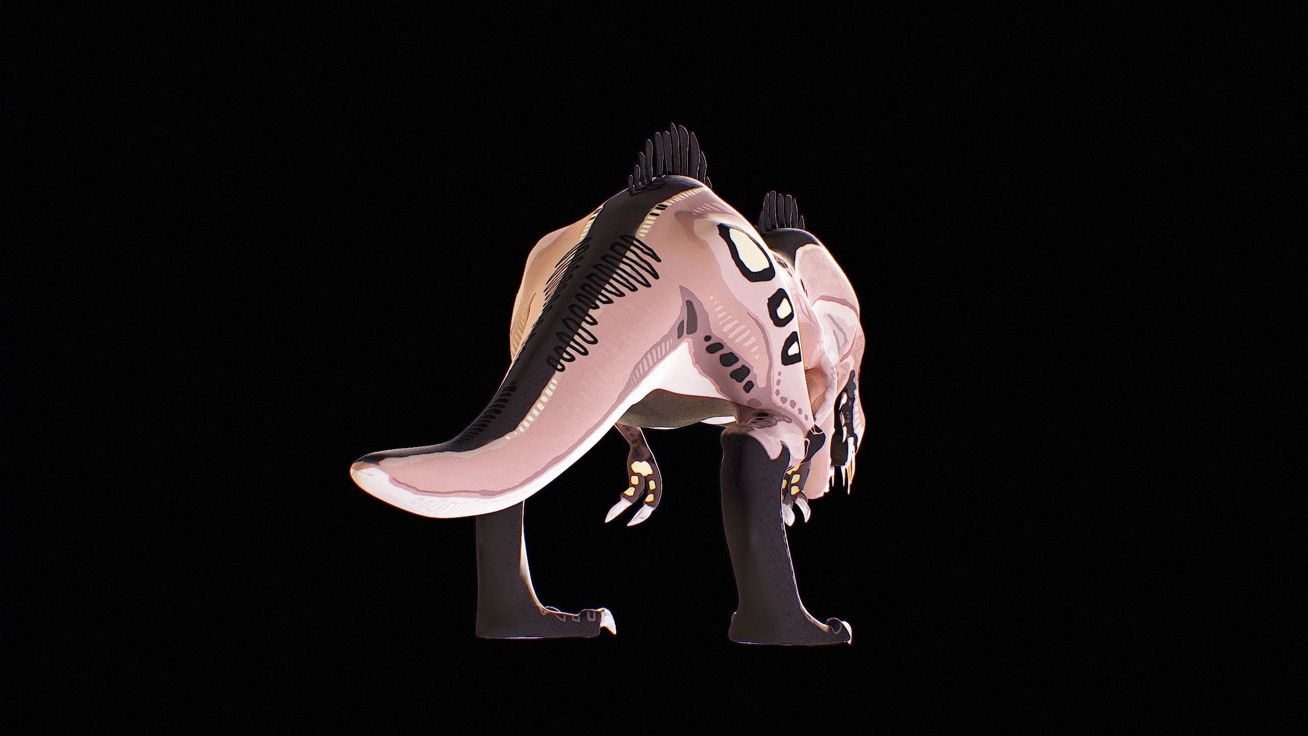 Alien Dinosaur Cartoon Gameready Low-poly 3D model_24