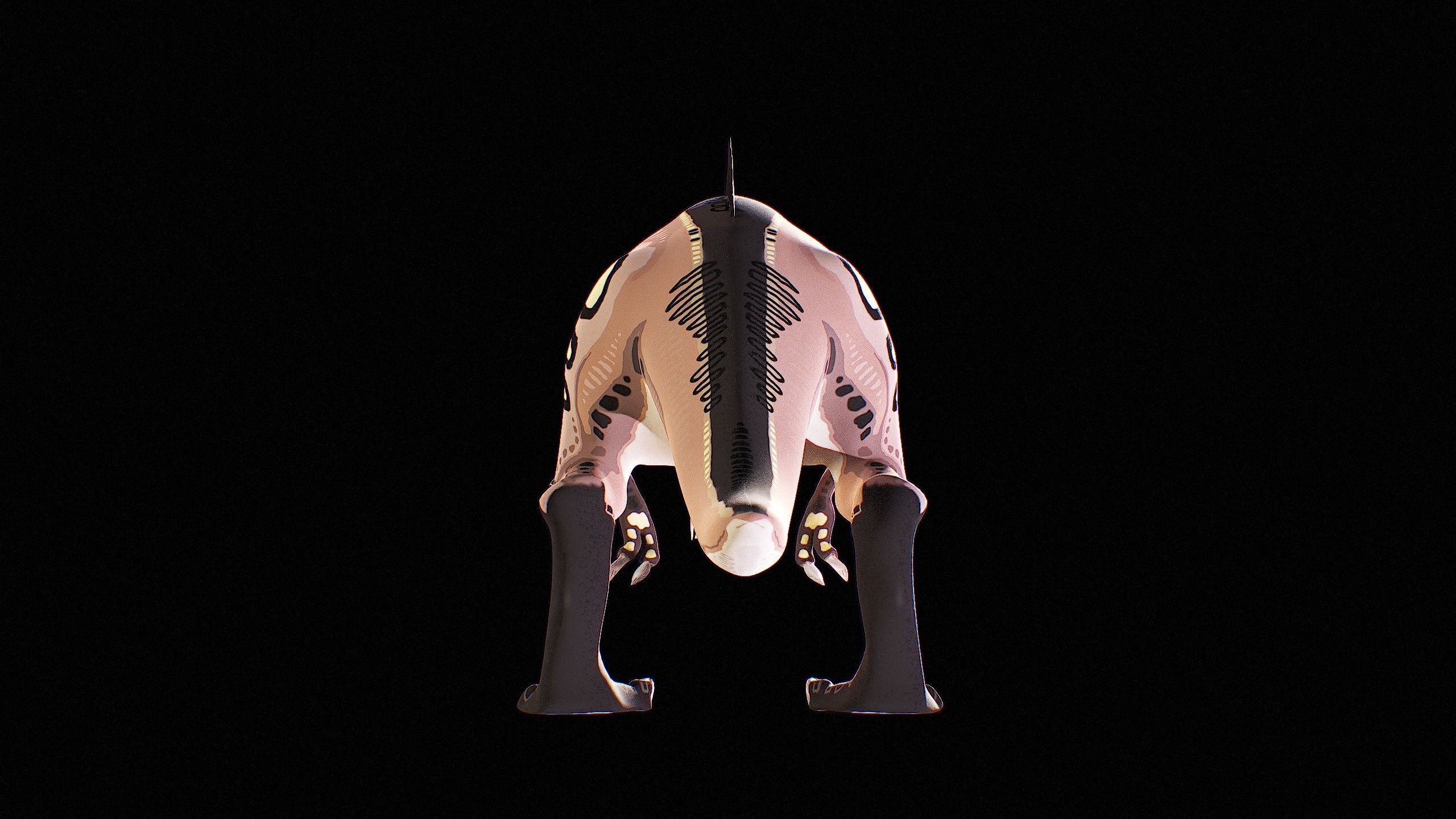 Alien Dinosaur Cartoon Gameready Low-poly 3D model_26