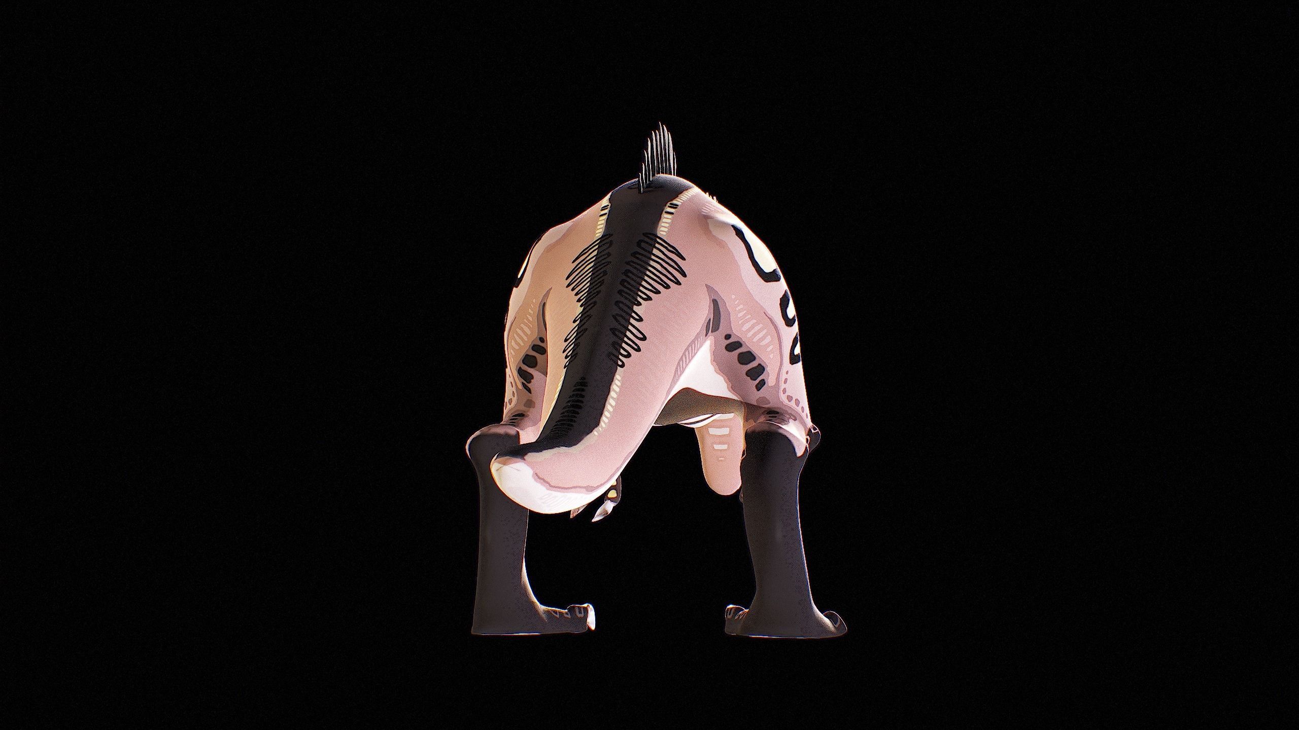 Alien Dinosaur Cartoon Gameready Low-poly 3D model_25