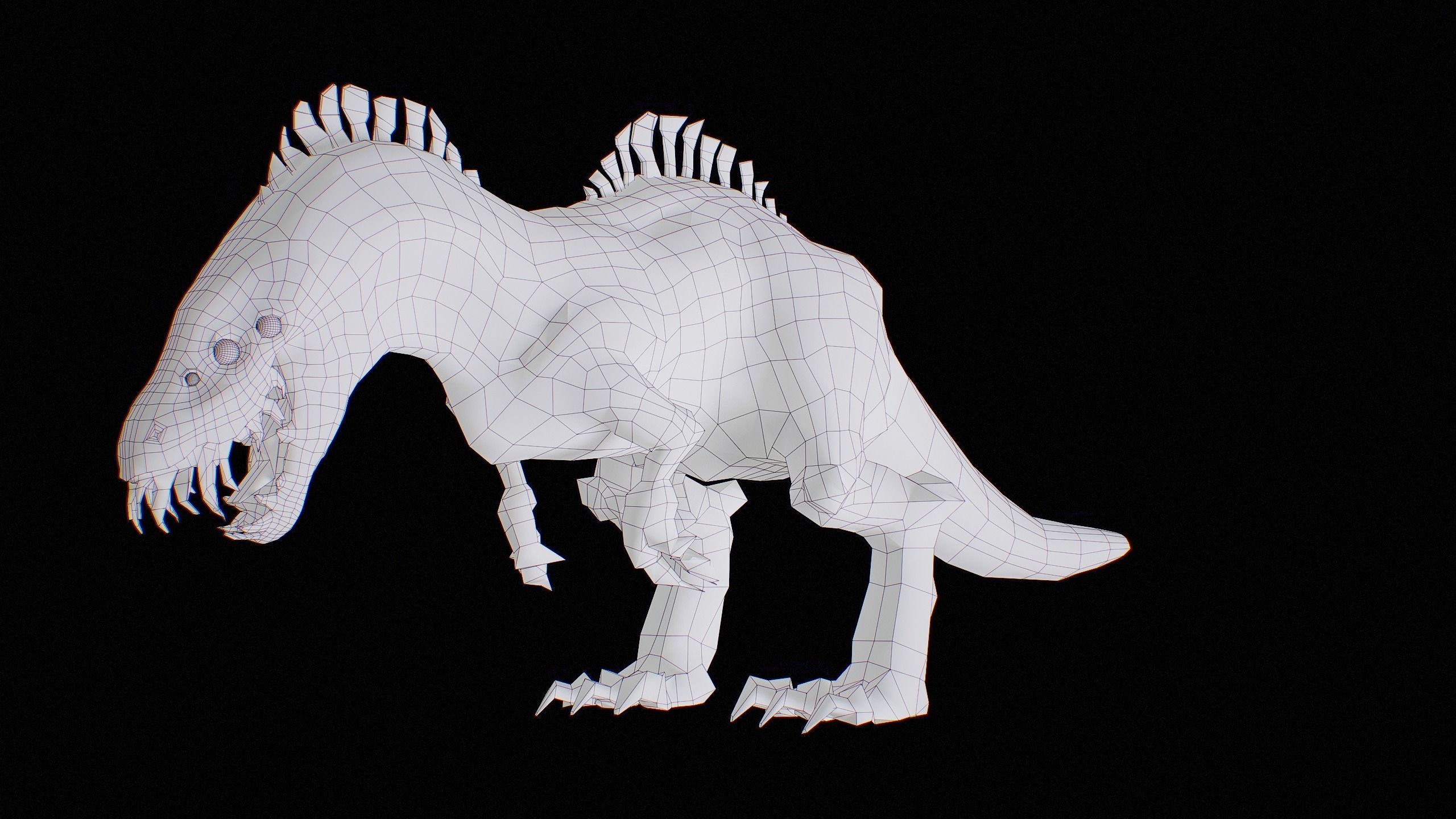 Alien Dinosaur Cartoon Gameready Low-poly 3D model_43