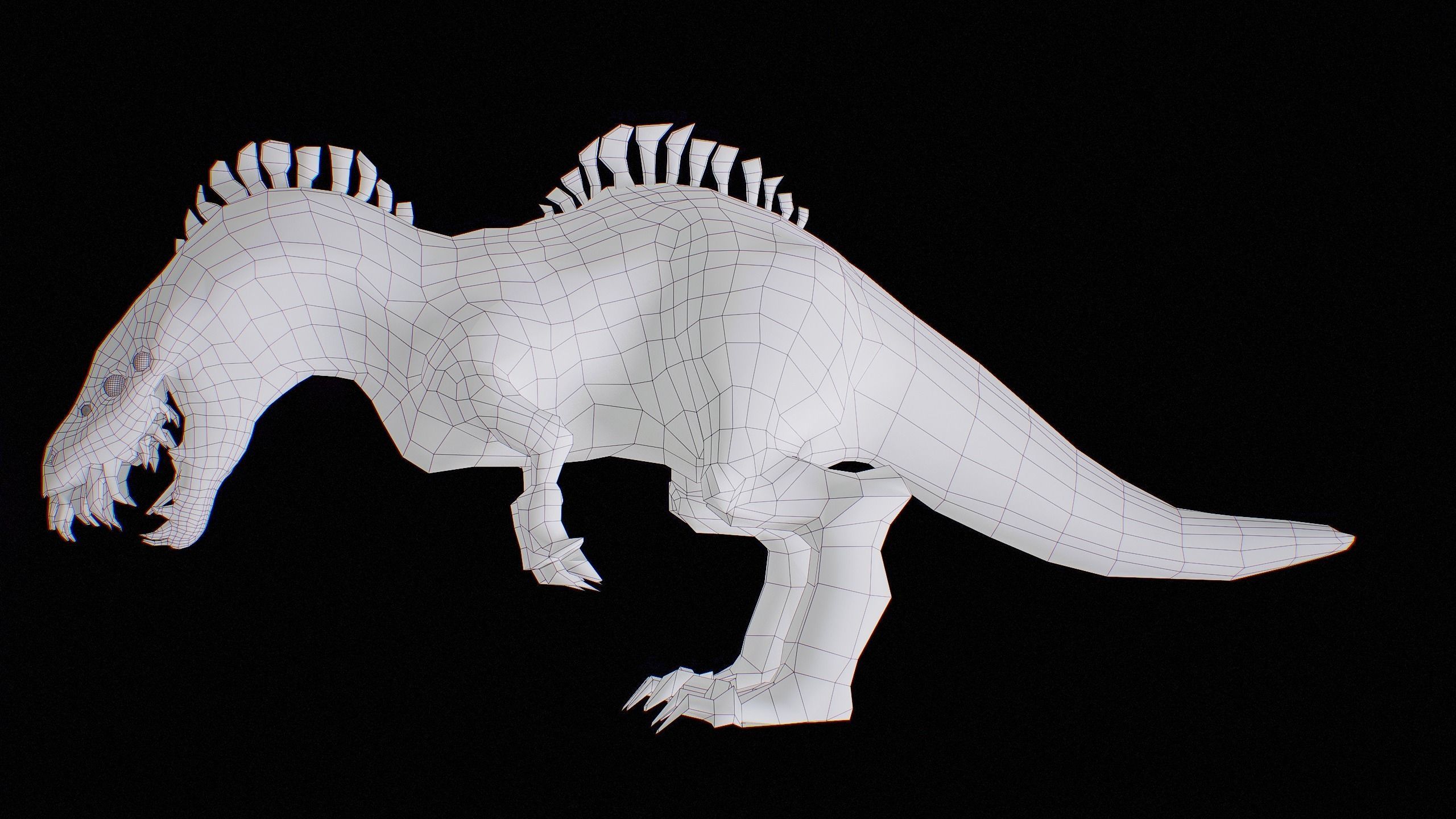 Alien Dinosaur Cartoon Gameready Low-poly 3D model_70