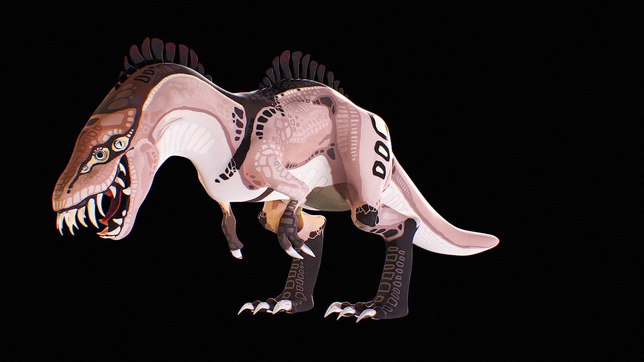 Alien Dinosaur Cartoon Gameready Low-poly 3D model_2