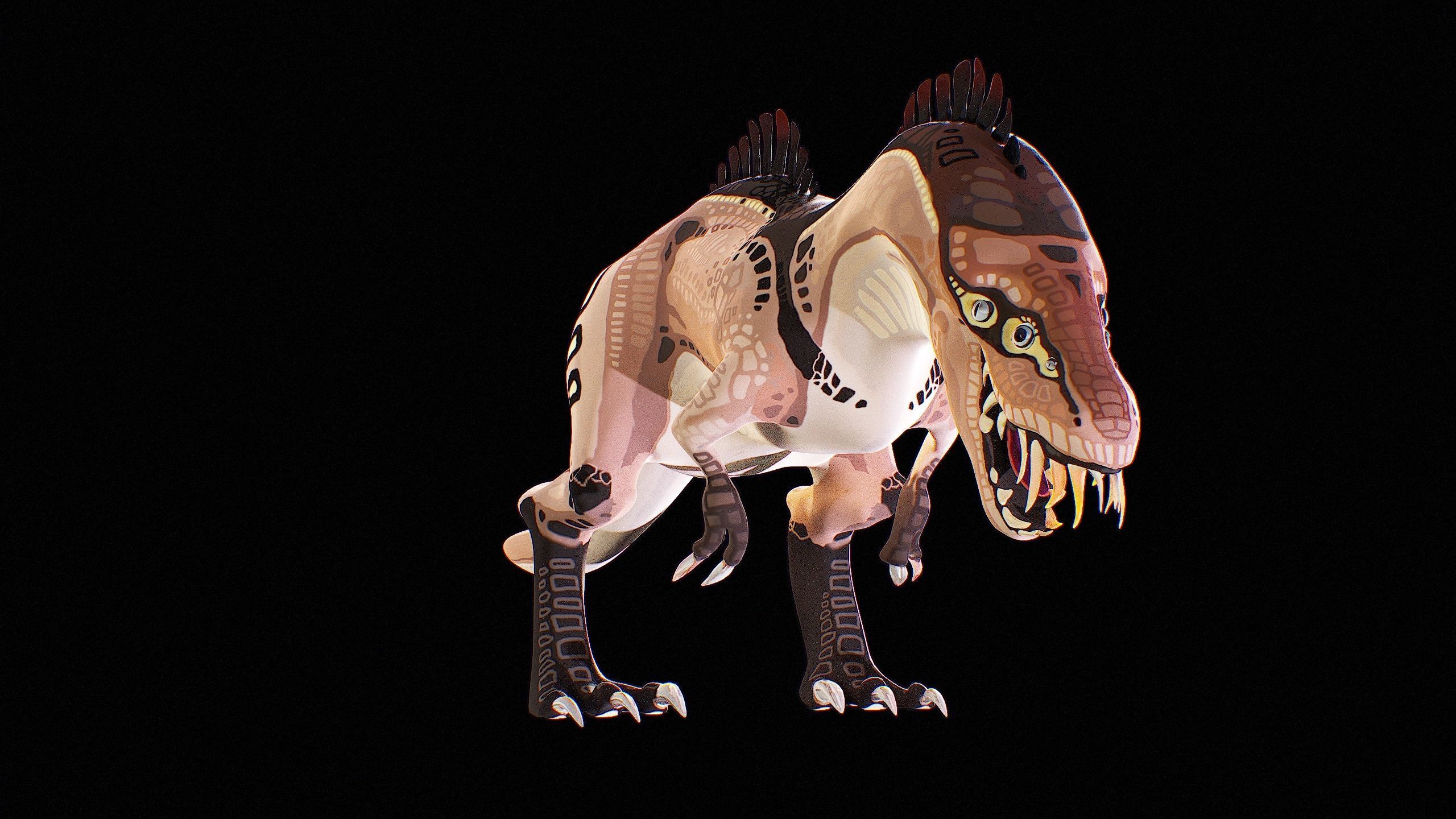 Alien Dinosaur Cartoon Gameready Low-poly 3D model_8