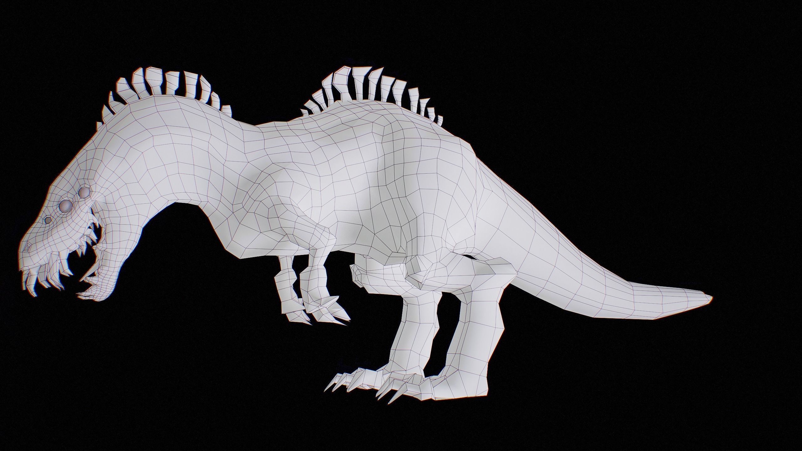 Alien Dinosaur Cartoon Gameready Low-poly 3D model_71