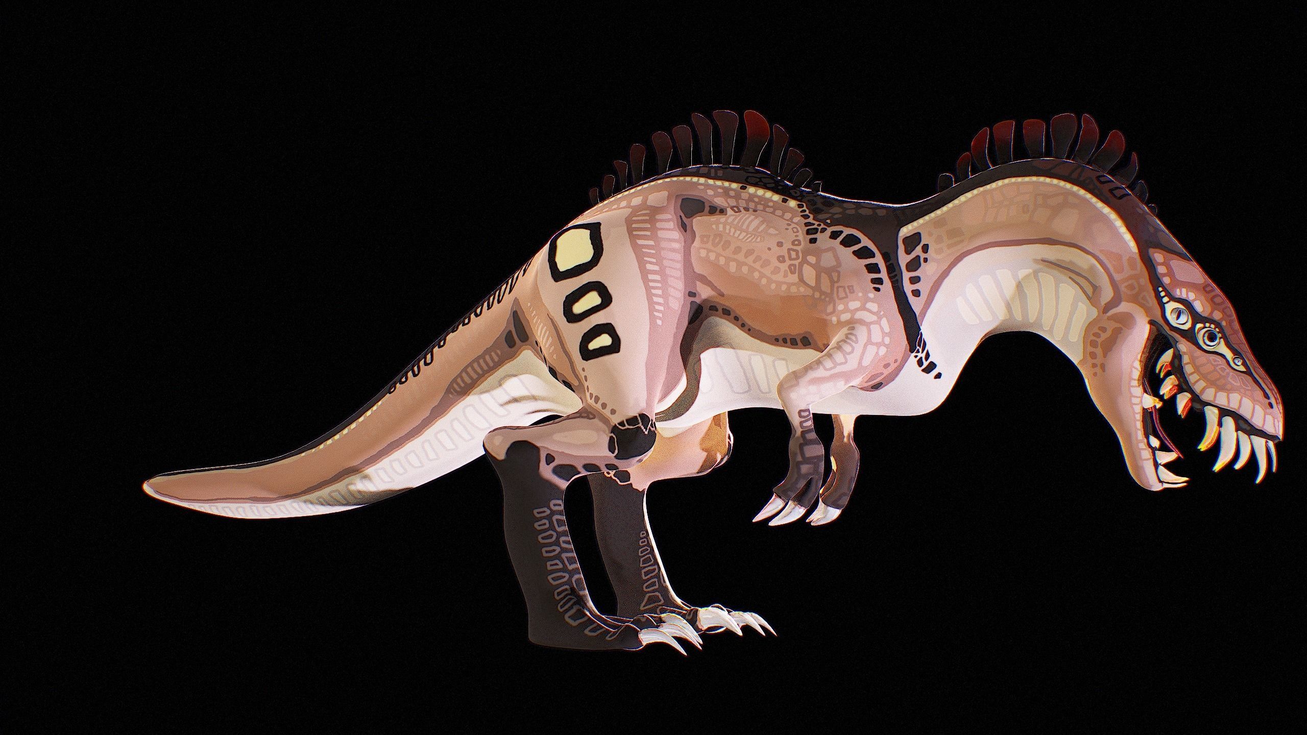 Alien Dinosaur Cartoon Gameready Low-poly 3D model_12