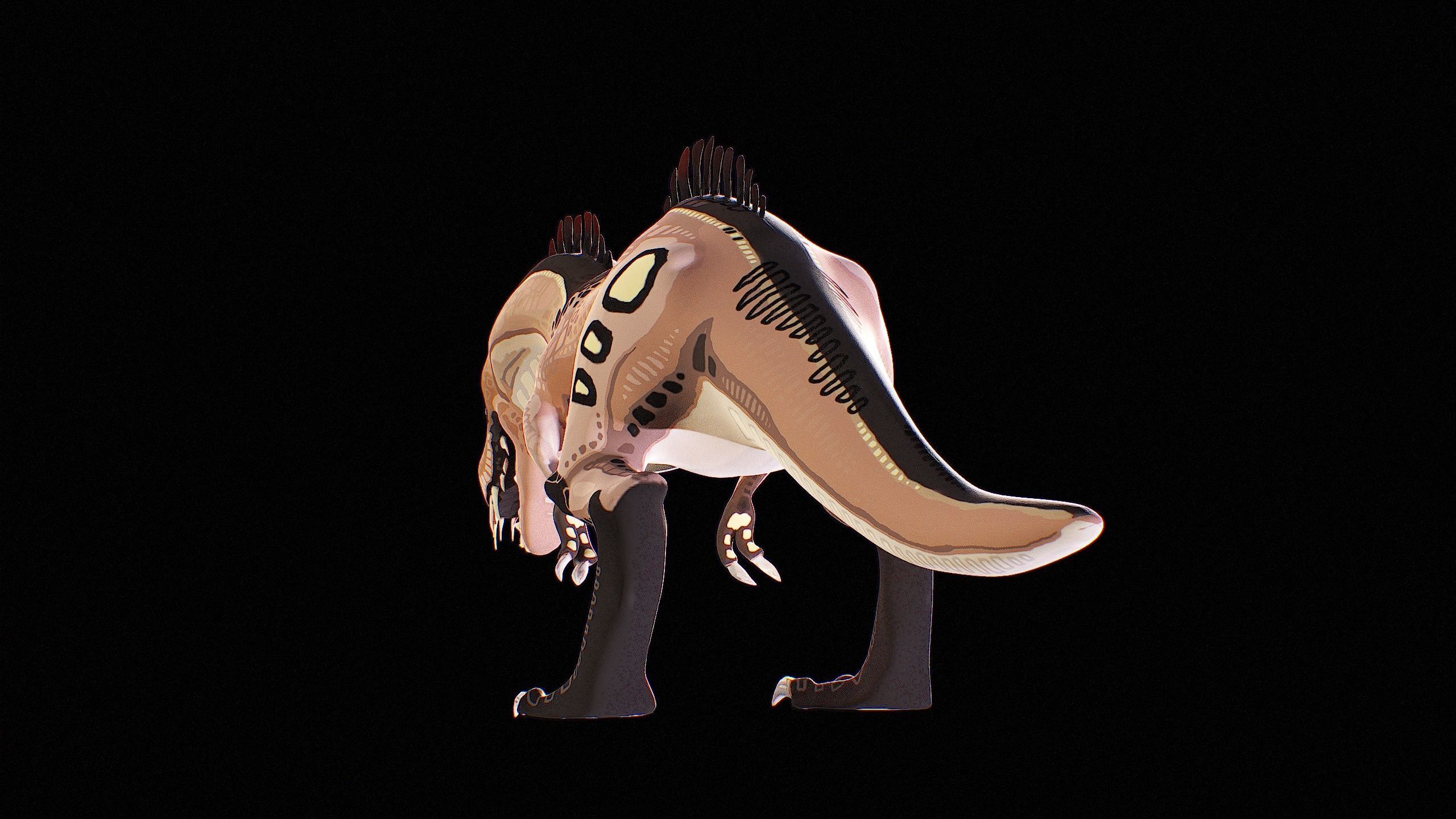 Alien Dinosaur Cartoon Gameready Low-poly 3D model_31