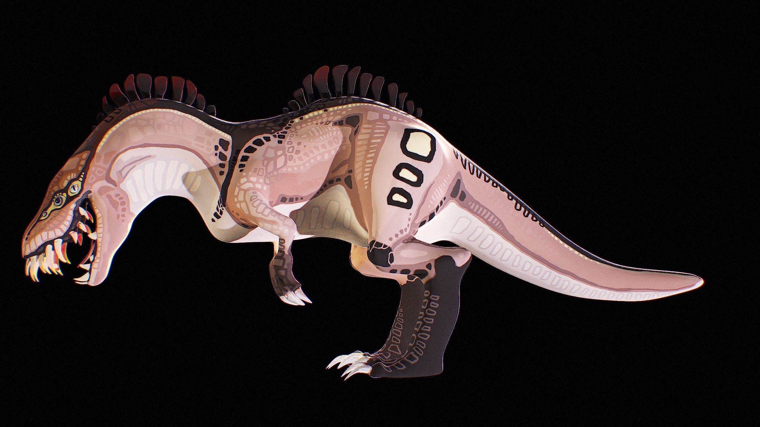 Alien Dinosaur Cartoon Gameready Low-poly 3D model_39