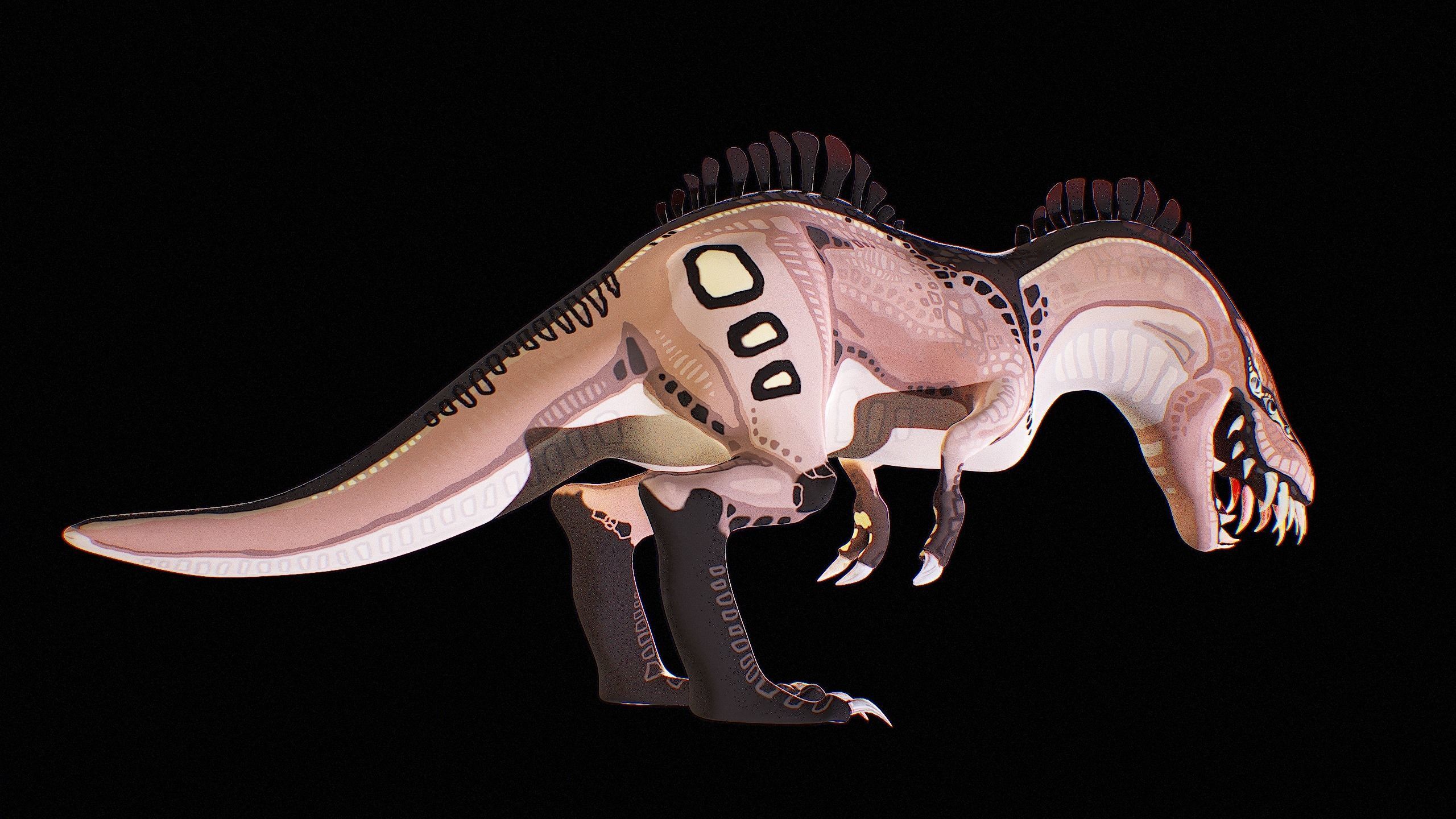 Alien Dinosaur Cartoon Gameready Low-poly 3D model_16