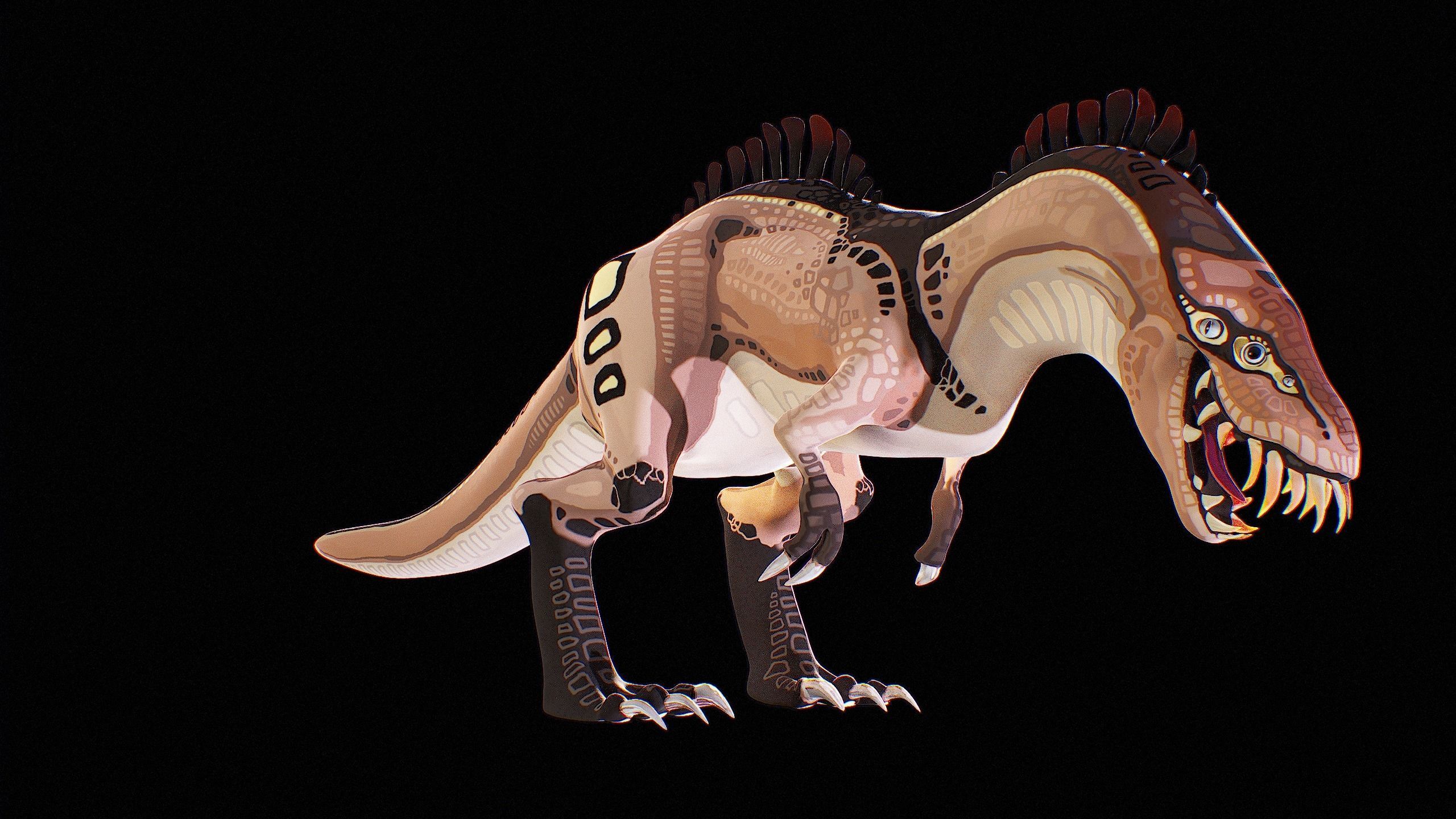 Alien Dinosaur Cartoon Gameready Low-poly 3D model_10