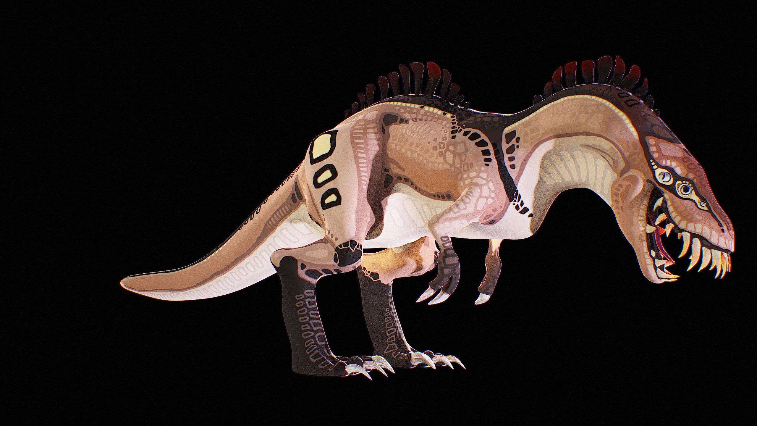 Alien Dinosaur Cartoon Gameready Low-poly 3D model_11