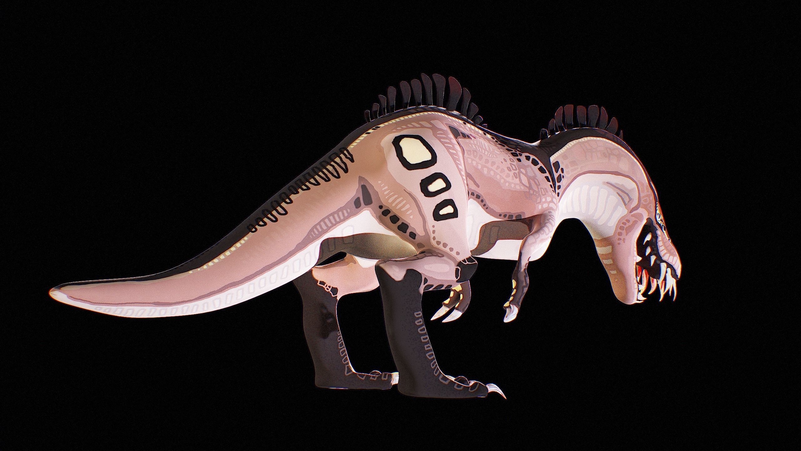 Alien Dinosaur Cartoon Gameready Low-poly 3D model_18