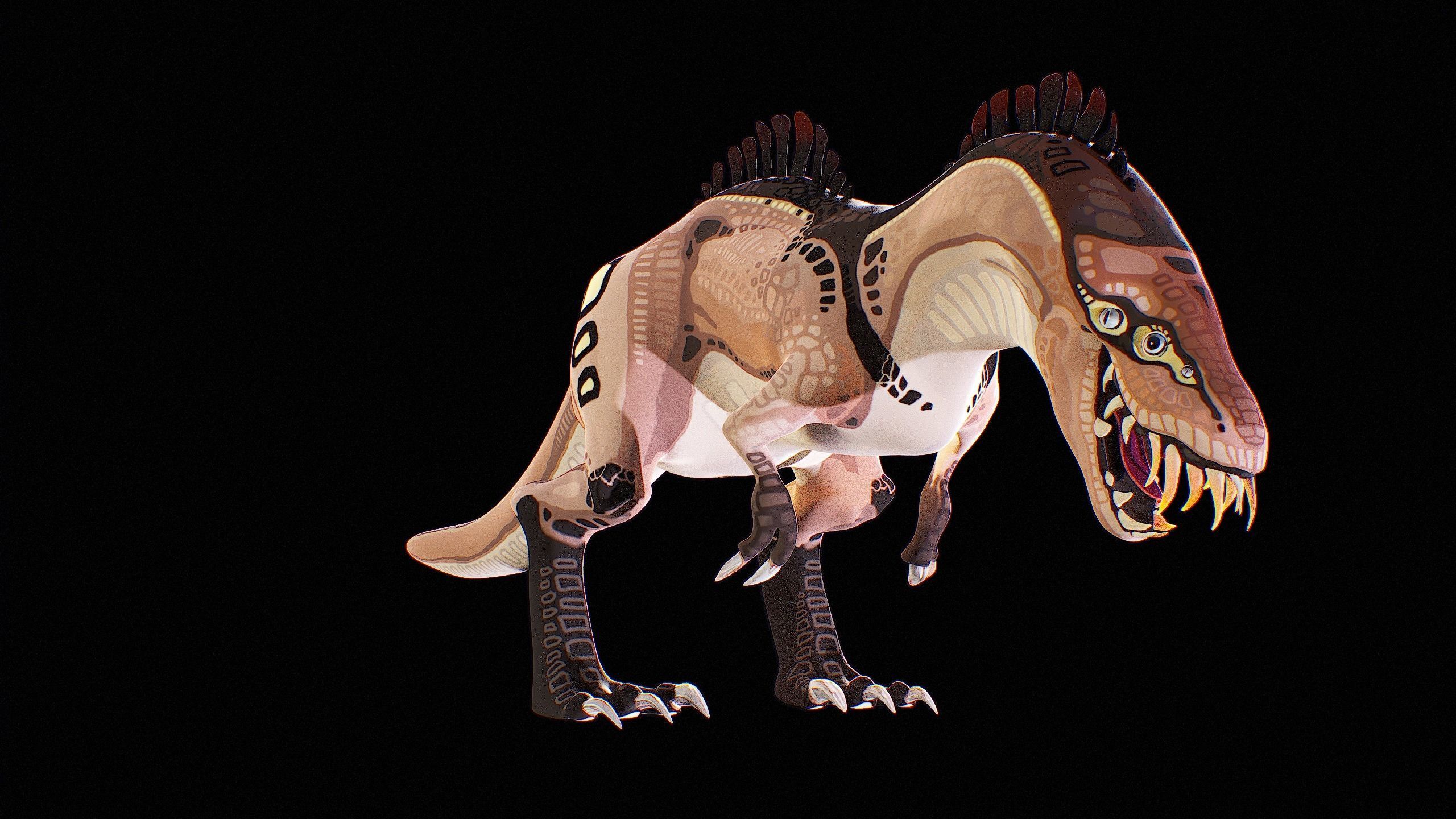 Alien Dinosaur Cartoon Gameready Low-poly 3D model_9