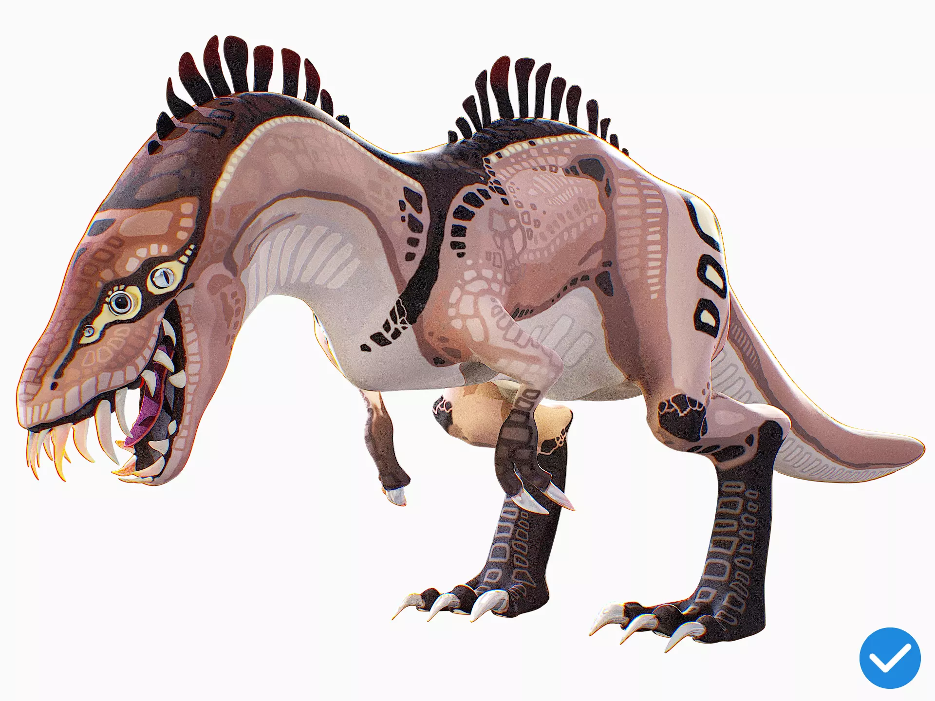 Alien Dinosaur Cartoon Gameready Low-poly 3D model_0