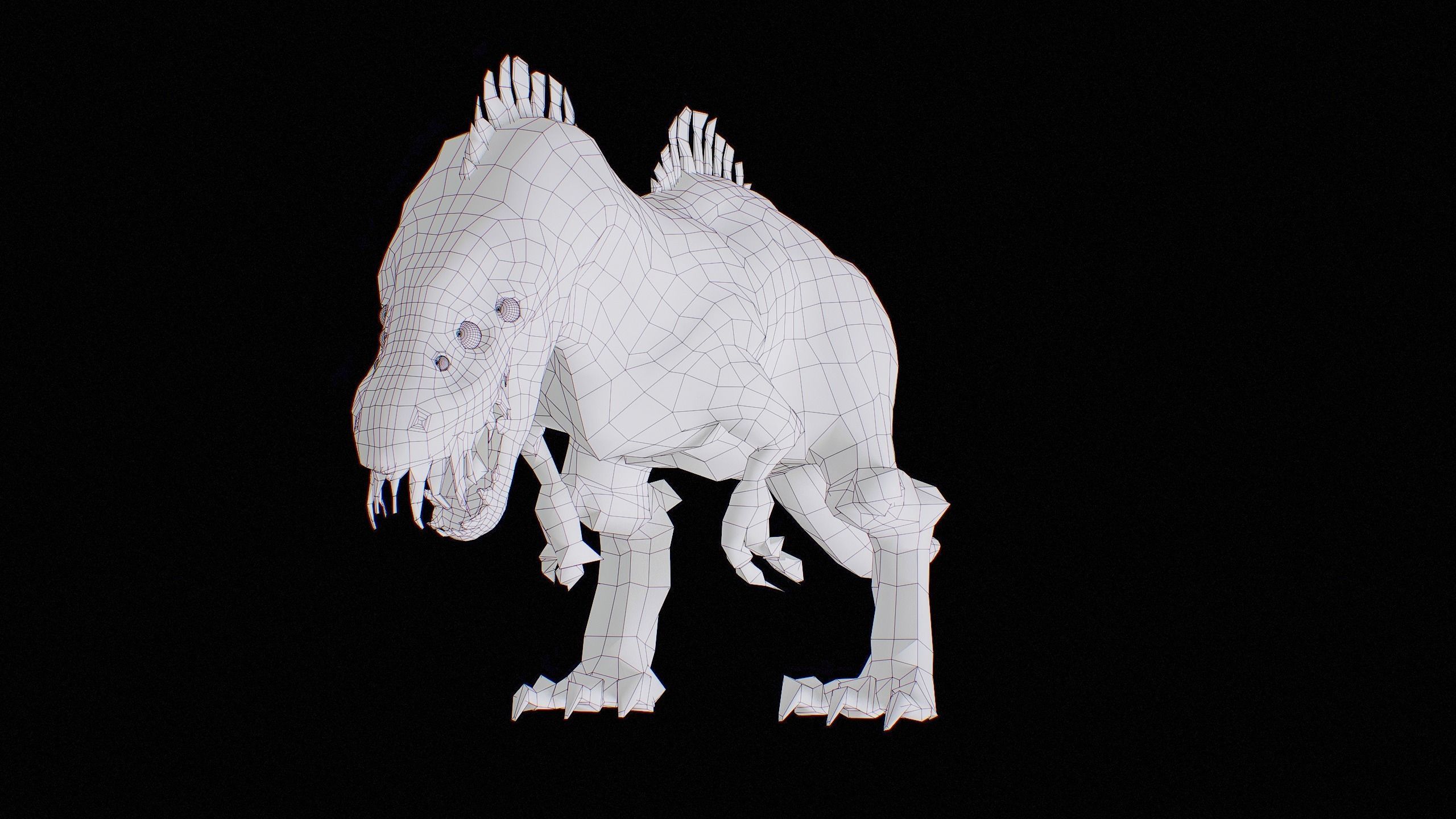 Alien Dinosaur Cartoon Gameready Low-poly 3D model_45