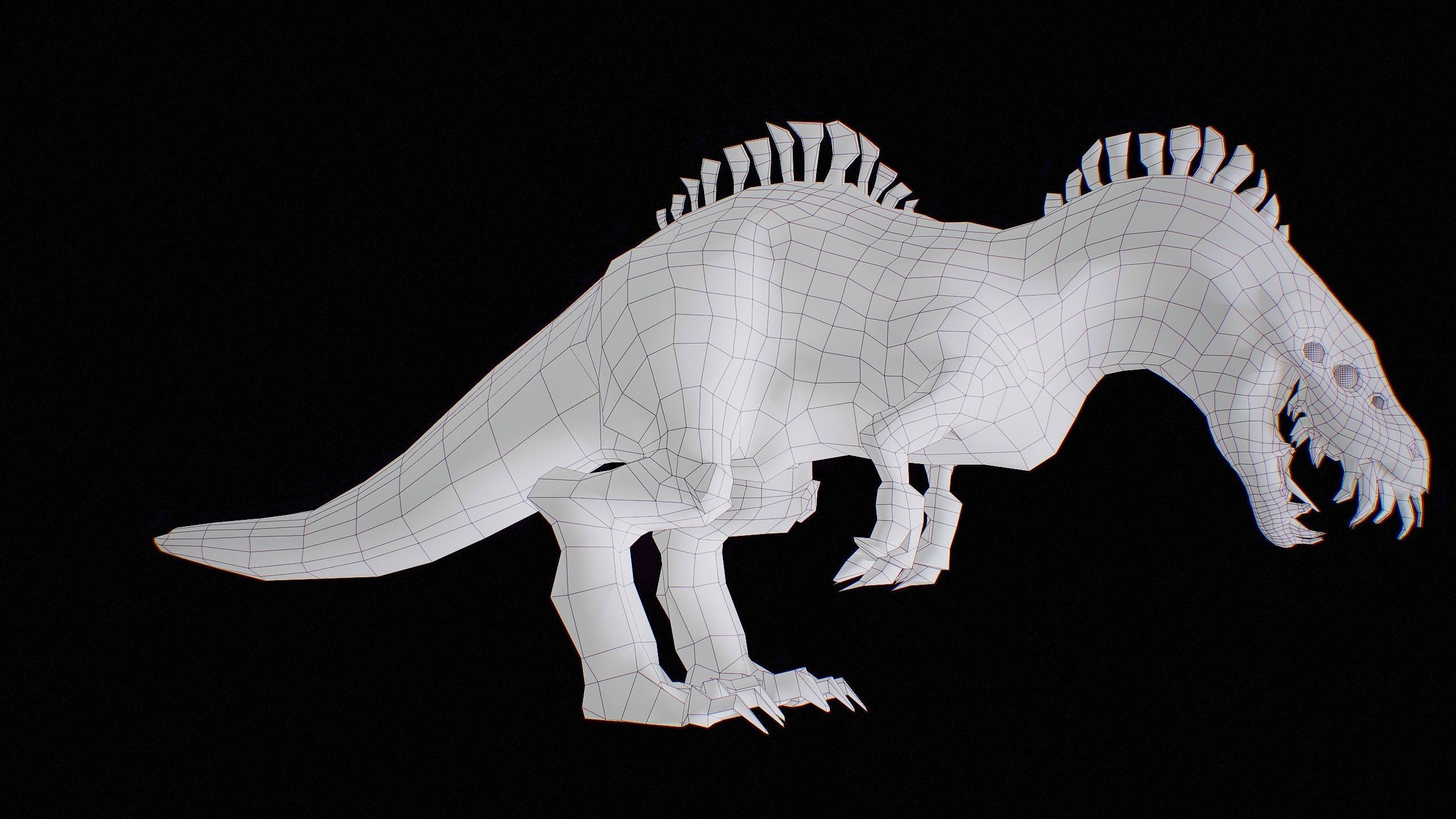 Alien Dinosaur Cartoon Gameready Low-poly 3D model_53