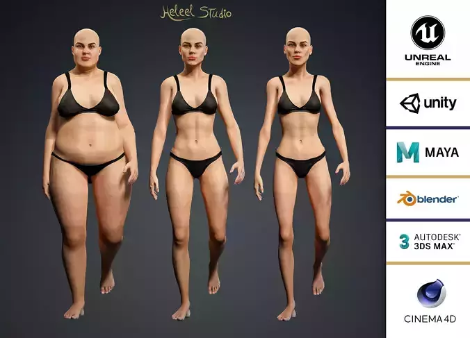 High Quality Realistic 3 Female Base Meshes -Fully Rigged- 3D Model Collection High Quality Realistic 3 Female Base Meshes -Fully Rigged- 3D Model Collection