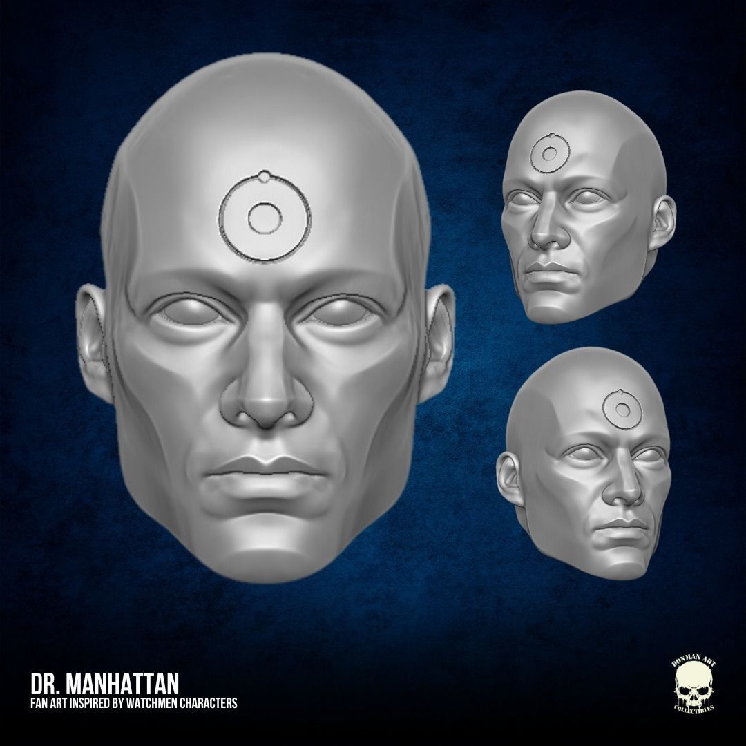 Doctor Manhattan FanArt head 3D printable For Action Figures 3D print model_15
