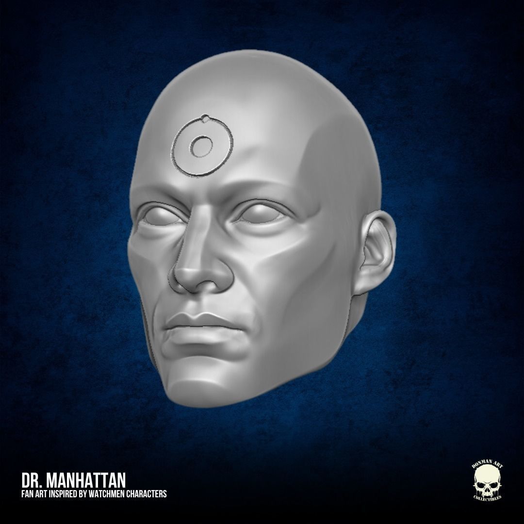 Doctor Manhattan FanArt head 3D printable For Action Figures 3D print model_2