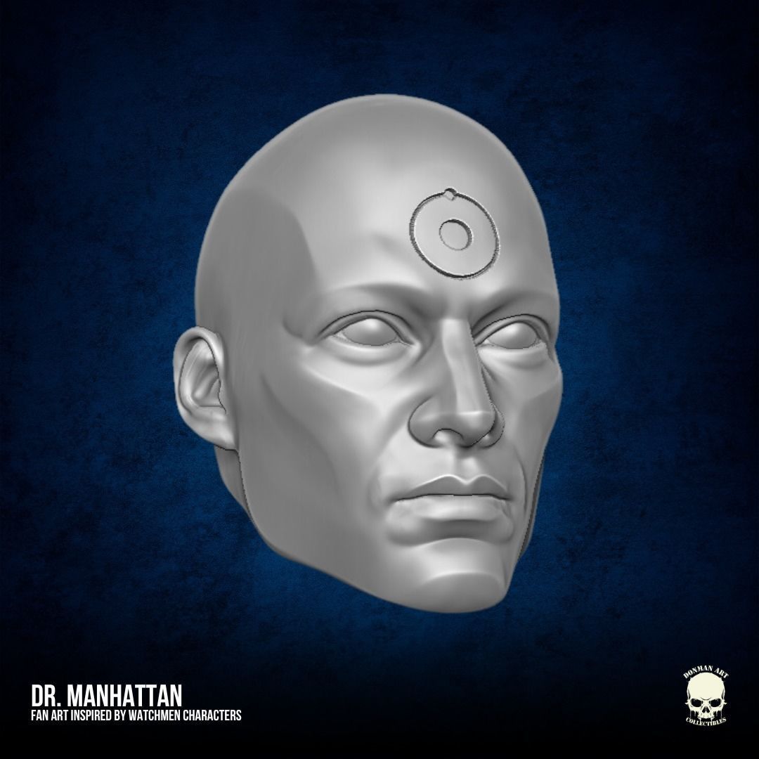 Doctor Manhattan FanArt head 3D printable For Action Figures 3D print model_3