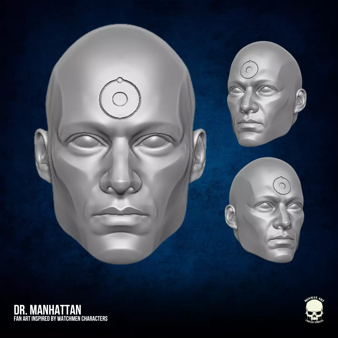 Doctor Manhattan FanArt head 3D printable For Action Figures 3D print model_0