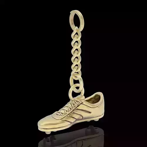 Soccer shoe key holder silver gold printable jewelry 3D model