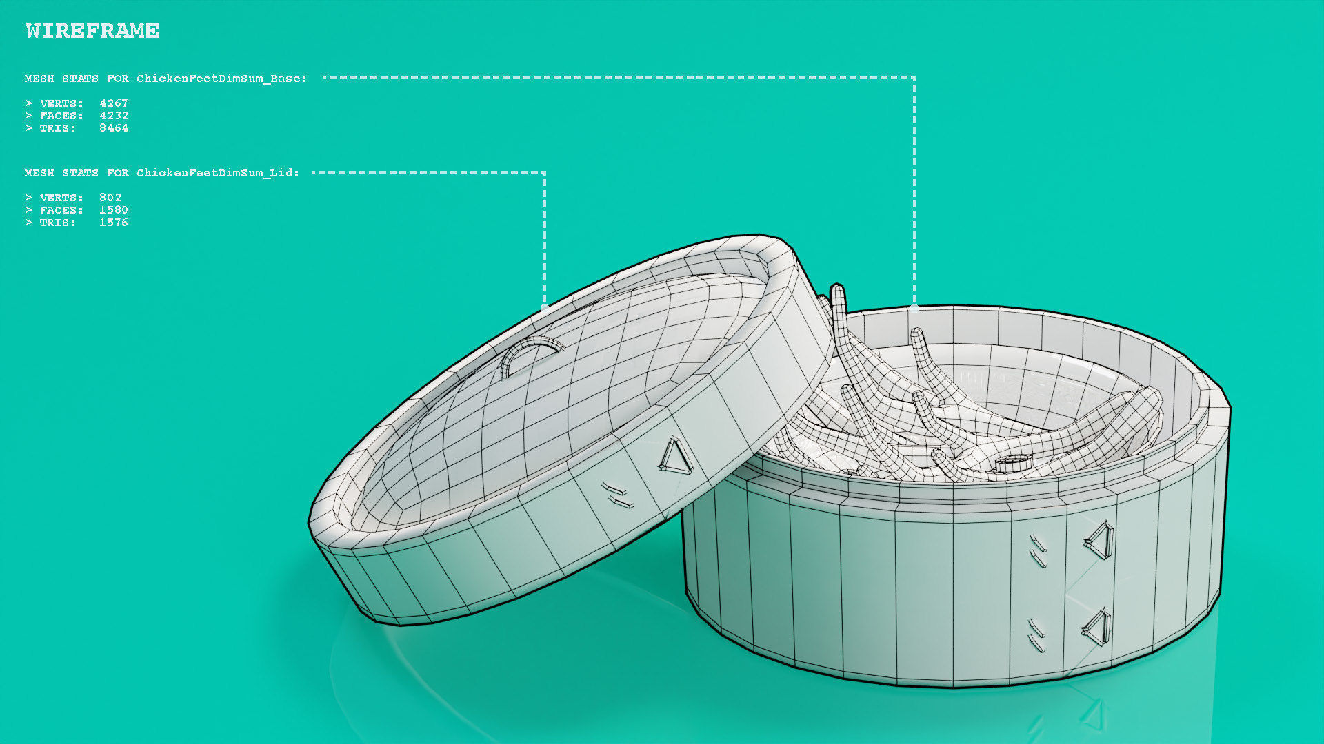 Chicken Feet Dim Sum Low Poly 3D model_8