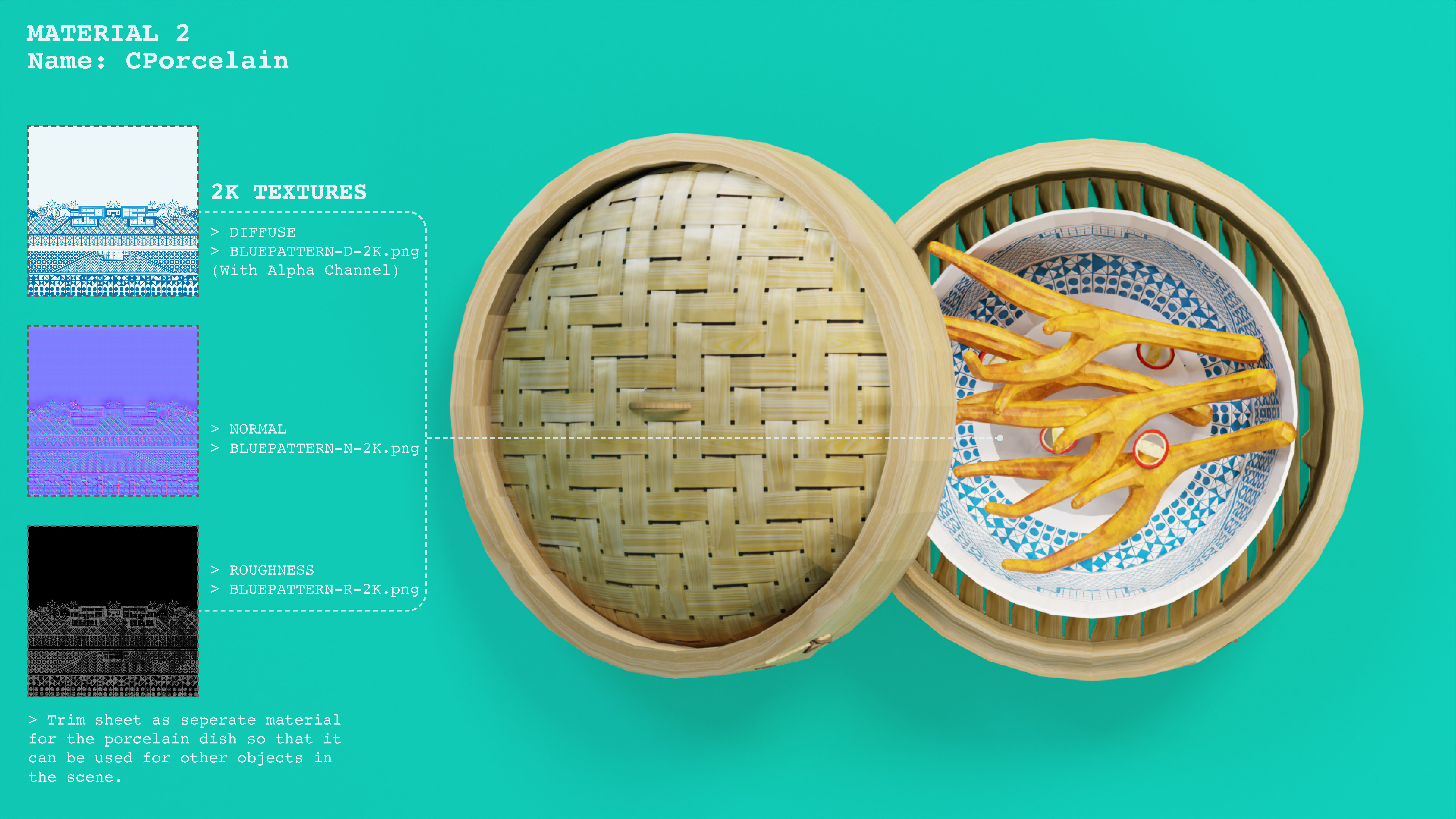 Chicken Feet Dim Sum Low Poly 3D model_3