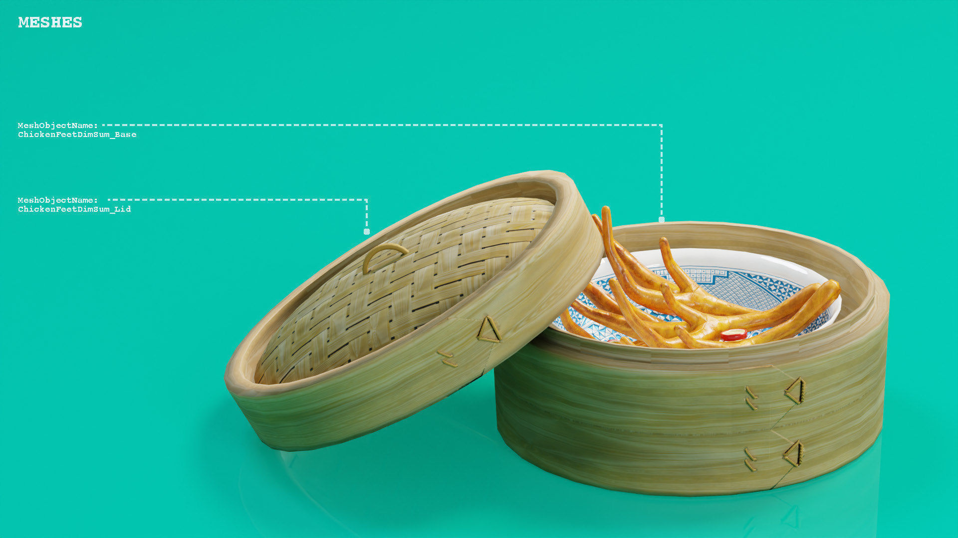 Chicken Feet Dim Sum Low Poly 3D model_1