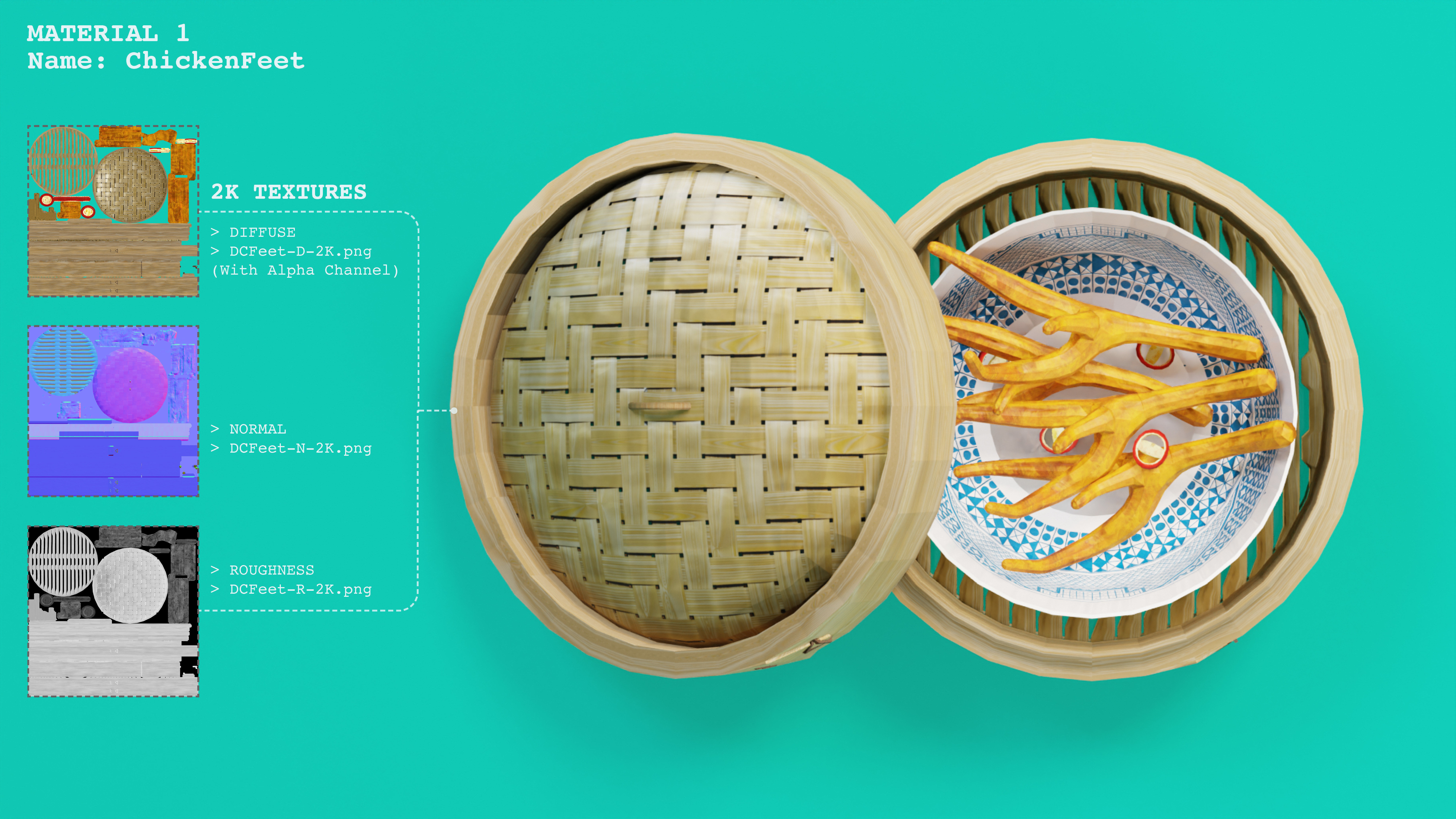 Chicken Feet Dim Sum Low Poly 3D model_2