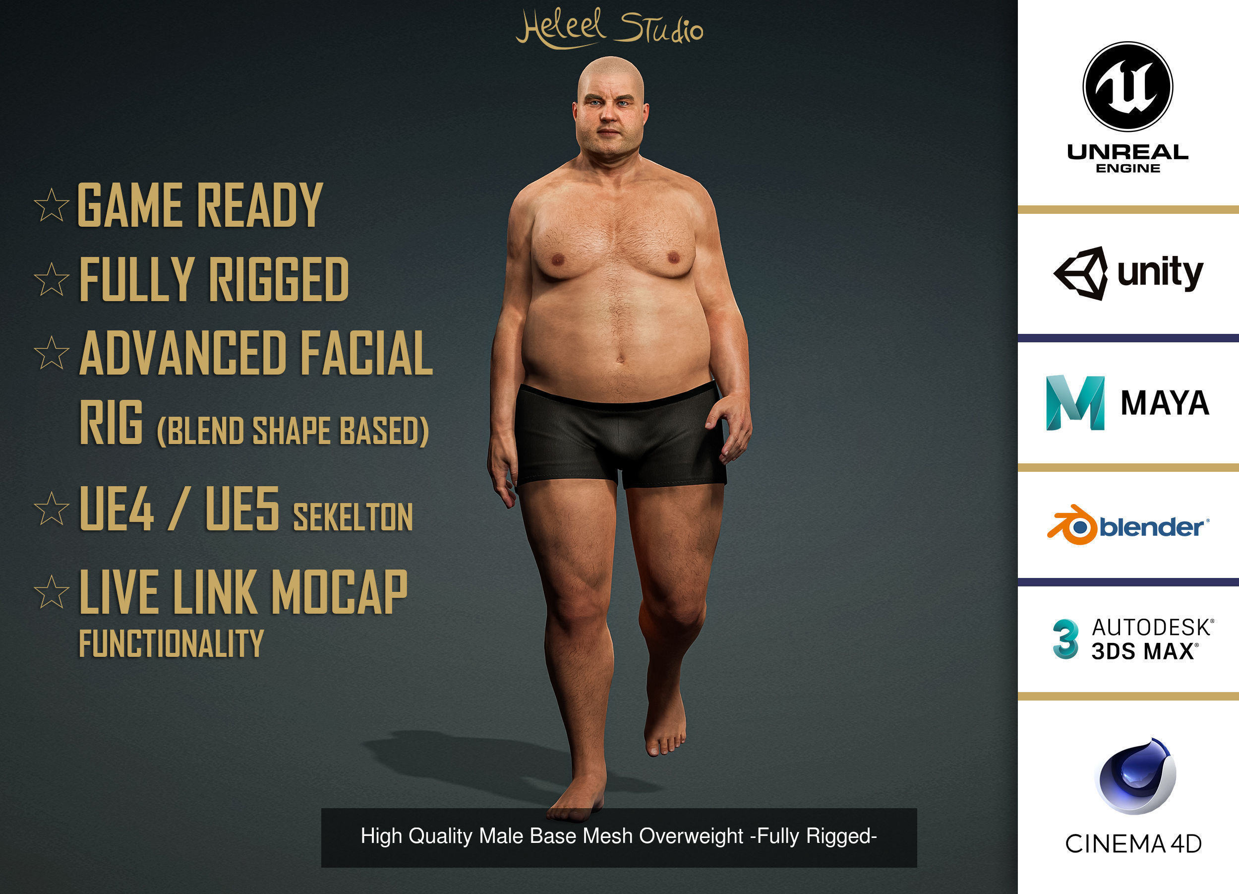 High Quality Realistic 6 Base Meshes Skinny -Fully Rigged- 3D Model Collection_4