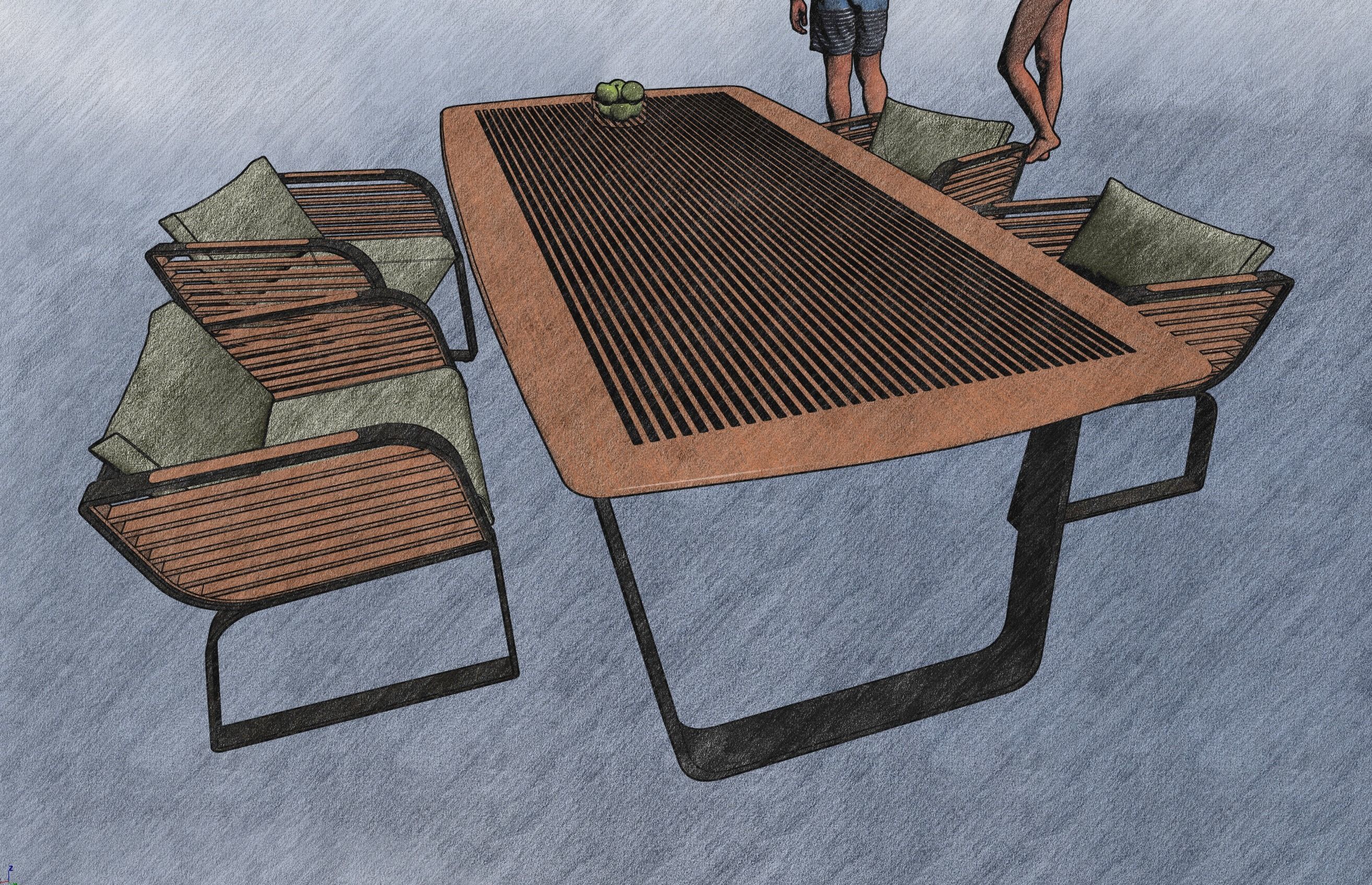 Luxury Chair and Table Set 3D 3D model_3