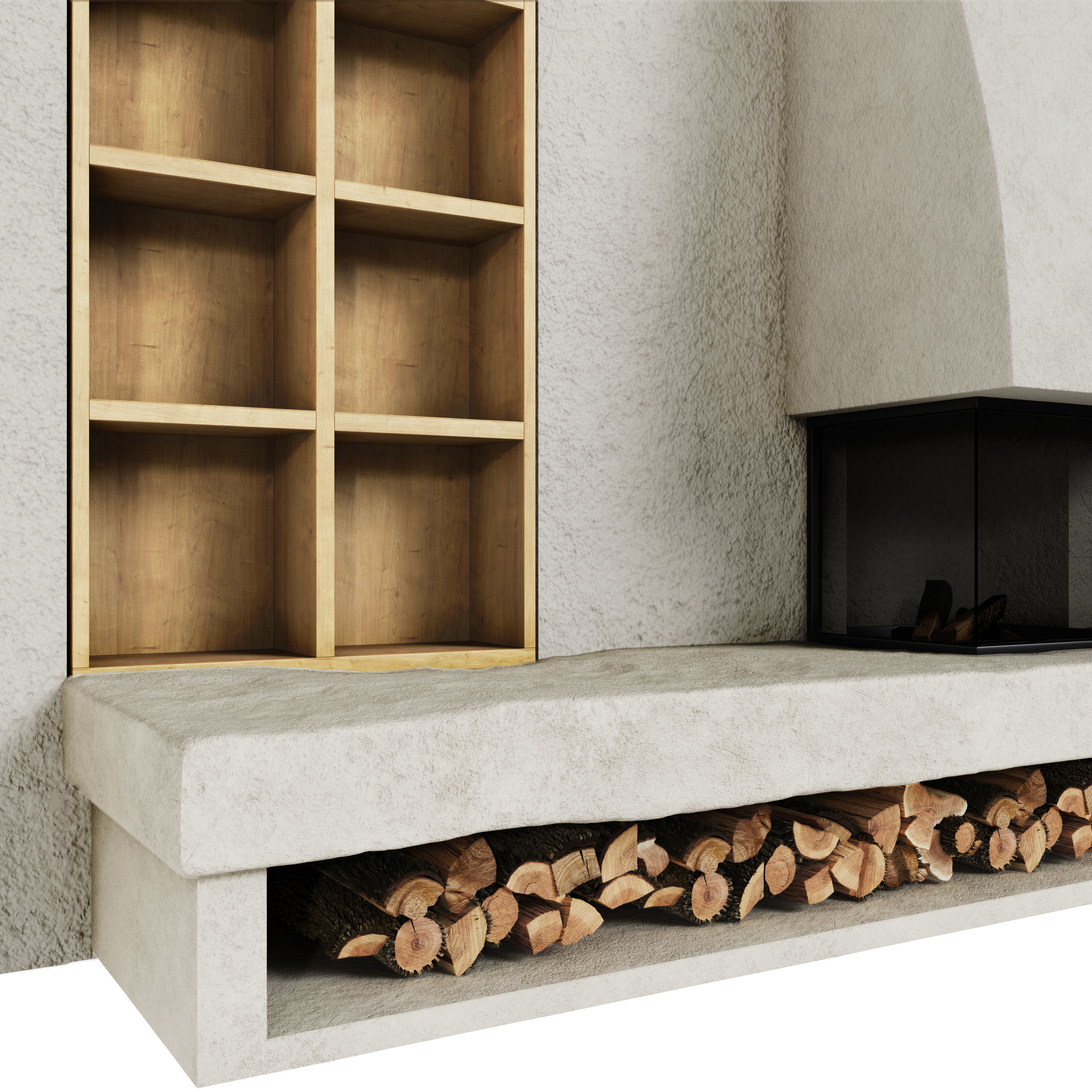 Stone Fireplace 3D model_3