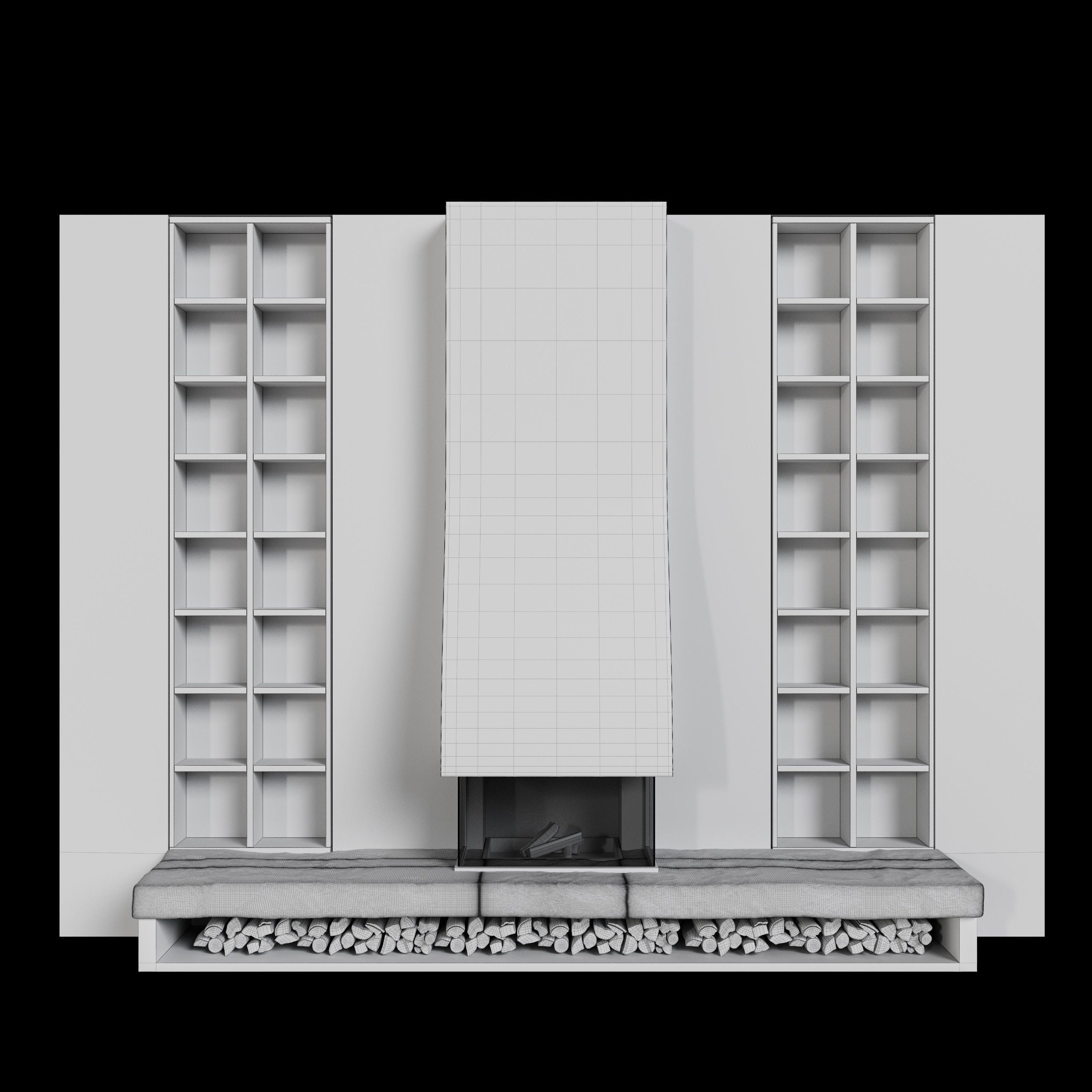 Stone Fireplace 3D model_7
