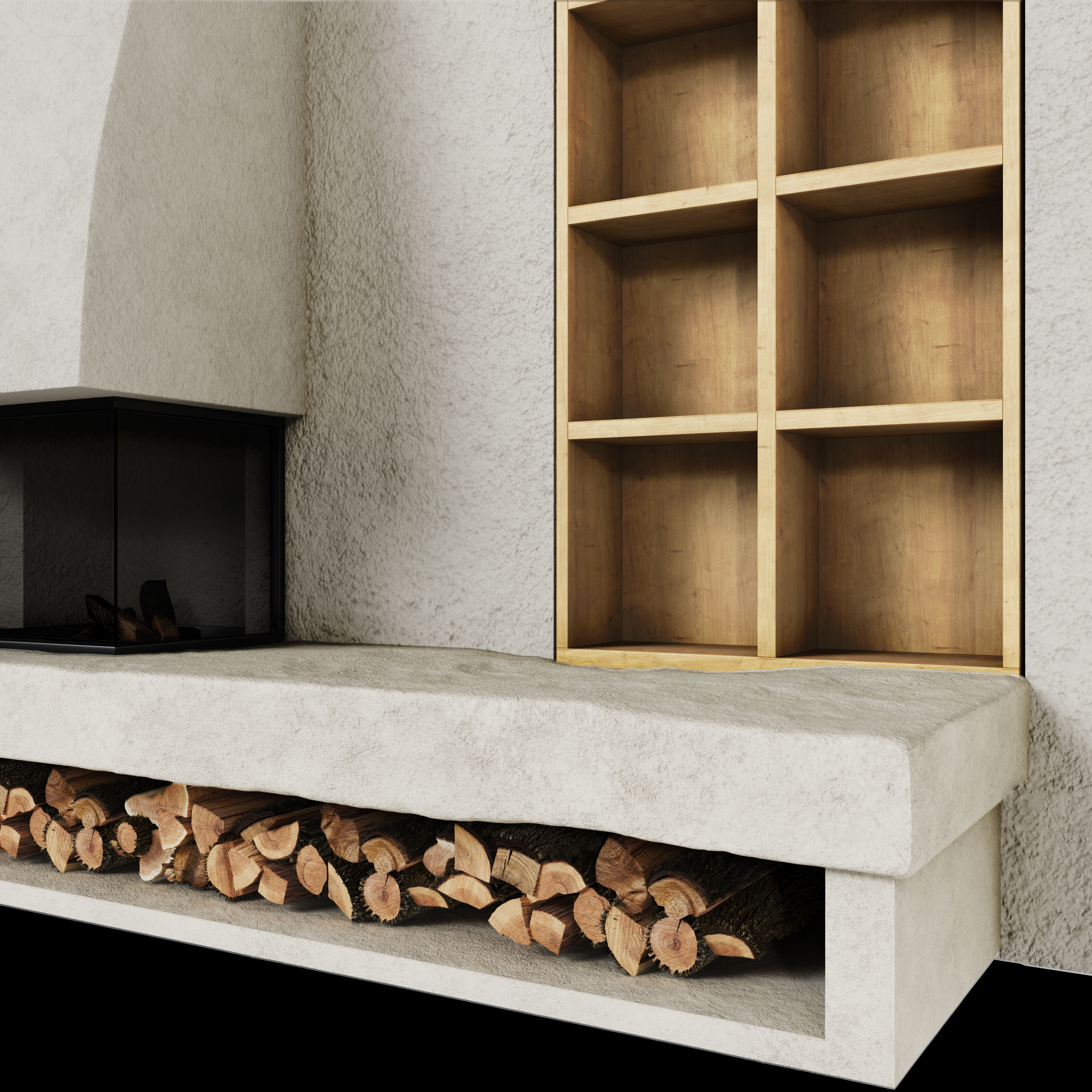 Stone Fireplace 3D model_5
