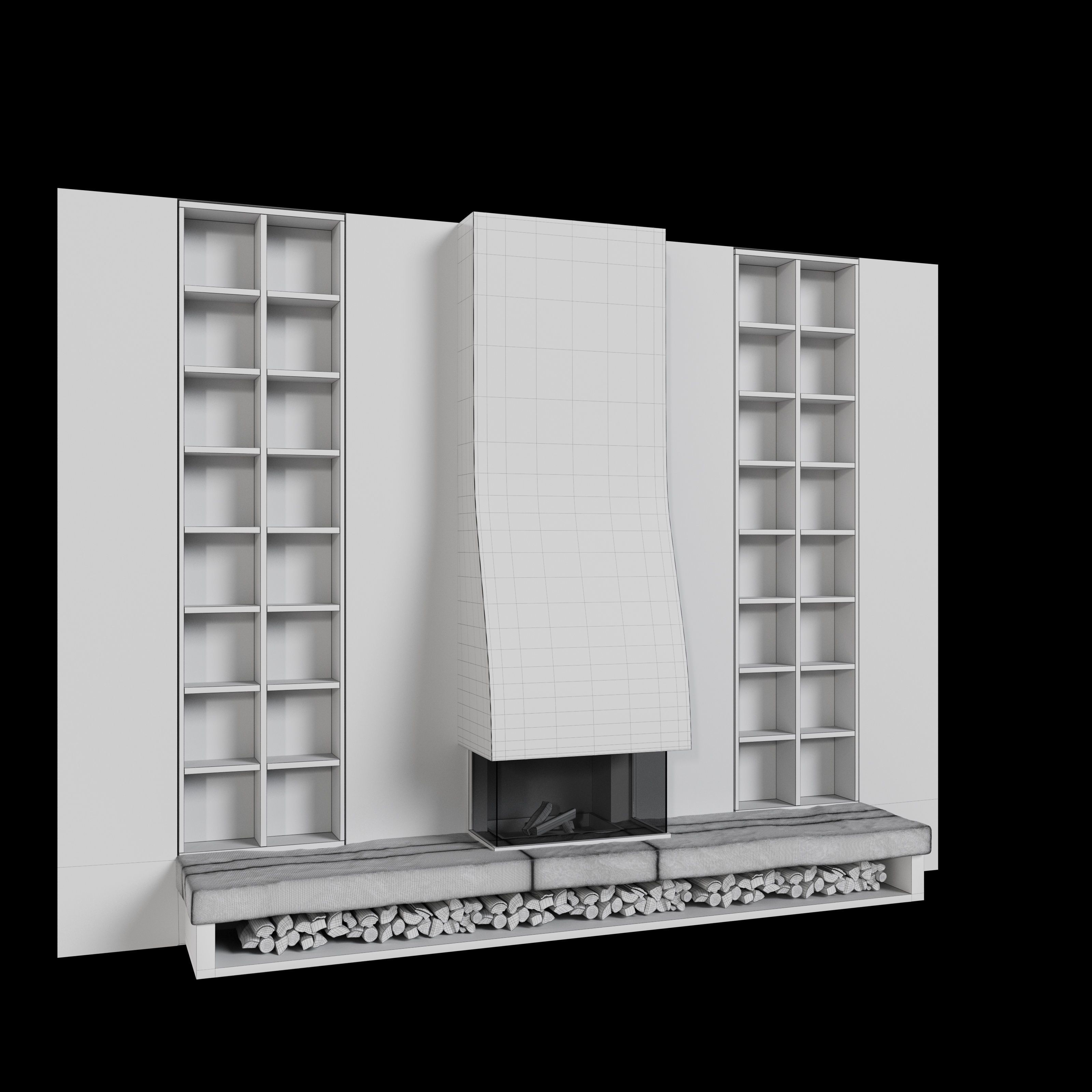 Stone Fireplace 3D model_6