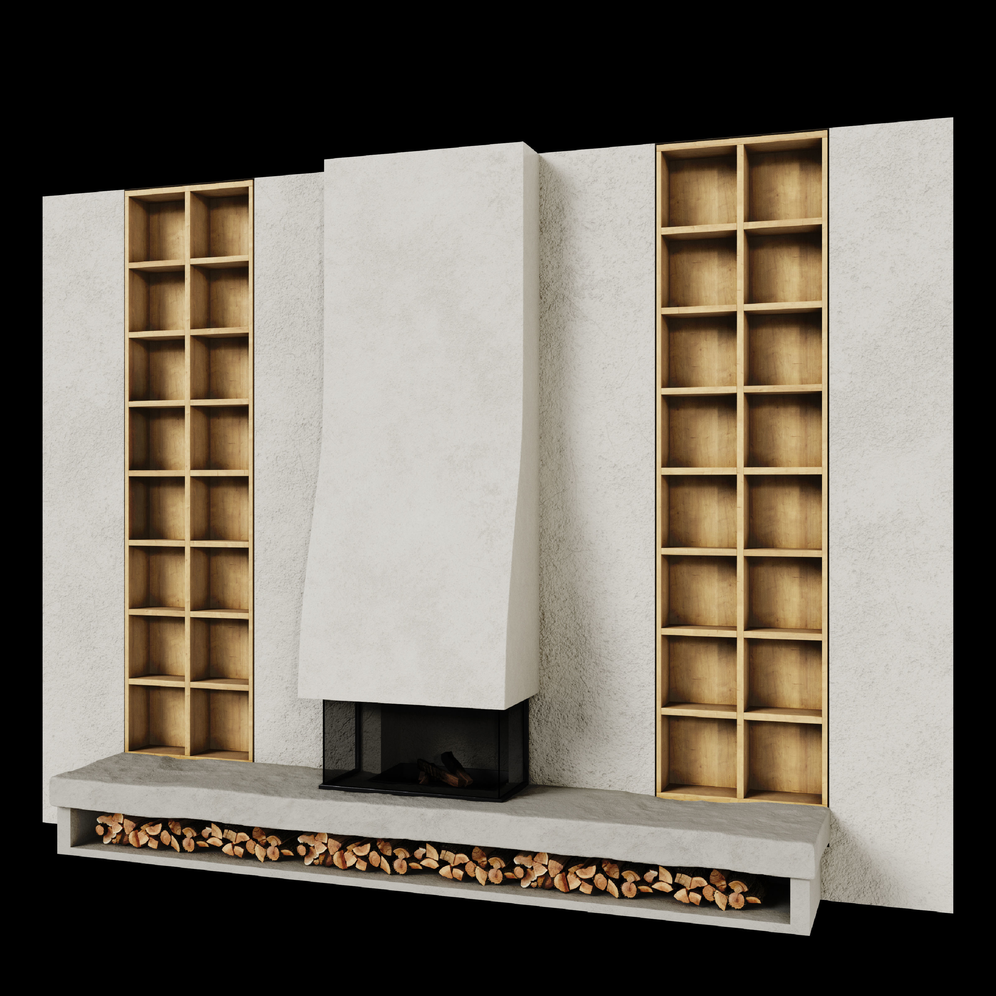 Stone Fireplace 3D model_1