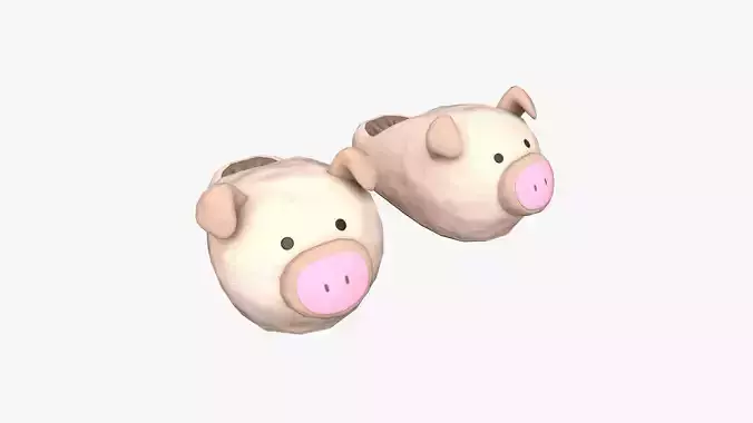 Slippers B02 Beige Pig - Costume Character Design Low-poly 3D model
