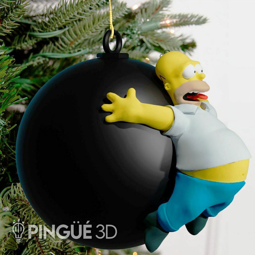 HOMER SIMPSON ON A HOLLOW THREADED BALL - CHRISTMAS DECORATION 3D print model_1