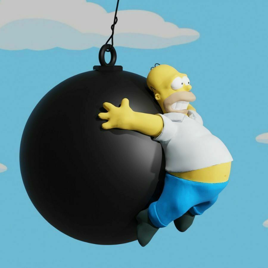 HOMER SIMPSON ON A HOLLOW THREADED BALL - CHRISTMAS DECORATION 3D print model_5