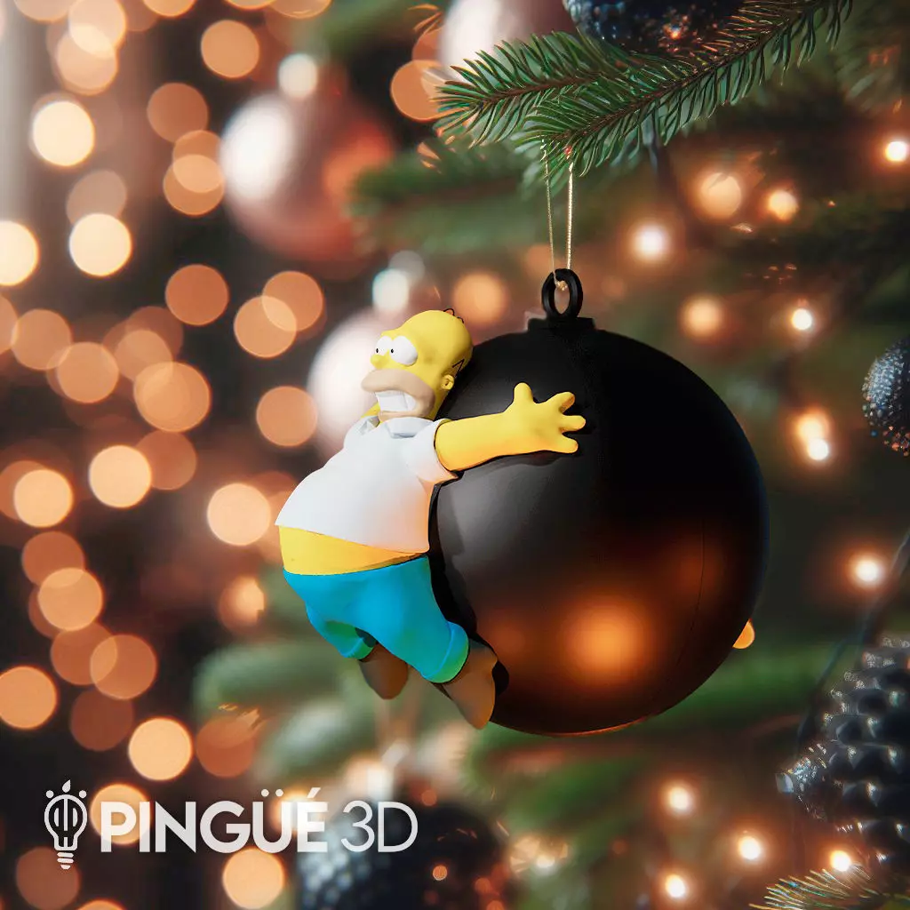 HOMER SIMPSON ON A HOLLOW THREADED BALL - CHRISTMAS DECORATION 3D print model_0