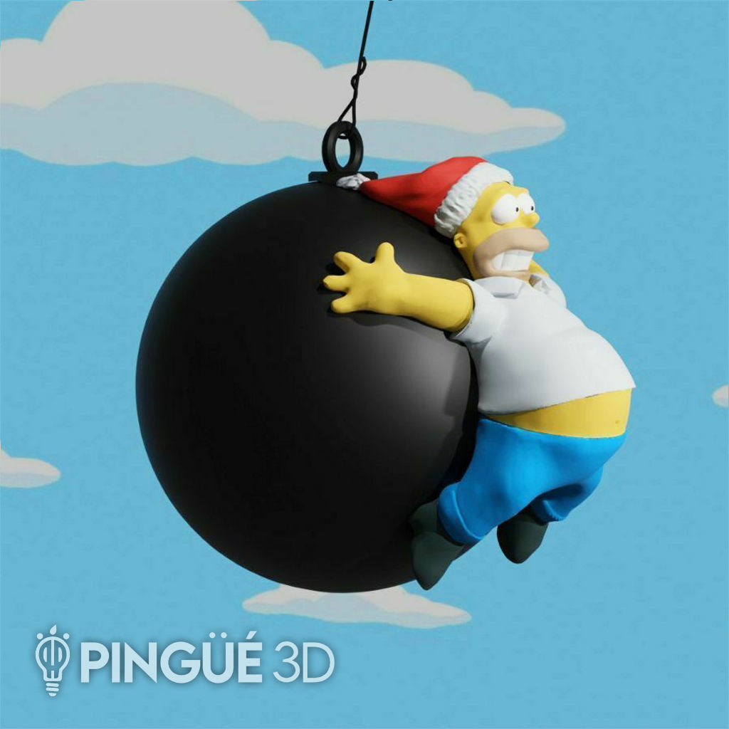 HOMER SIMPSON ON A HOLLOW THREADED BALL - CHRISTMAS DECORATION 3D print model_6