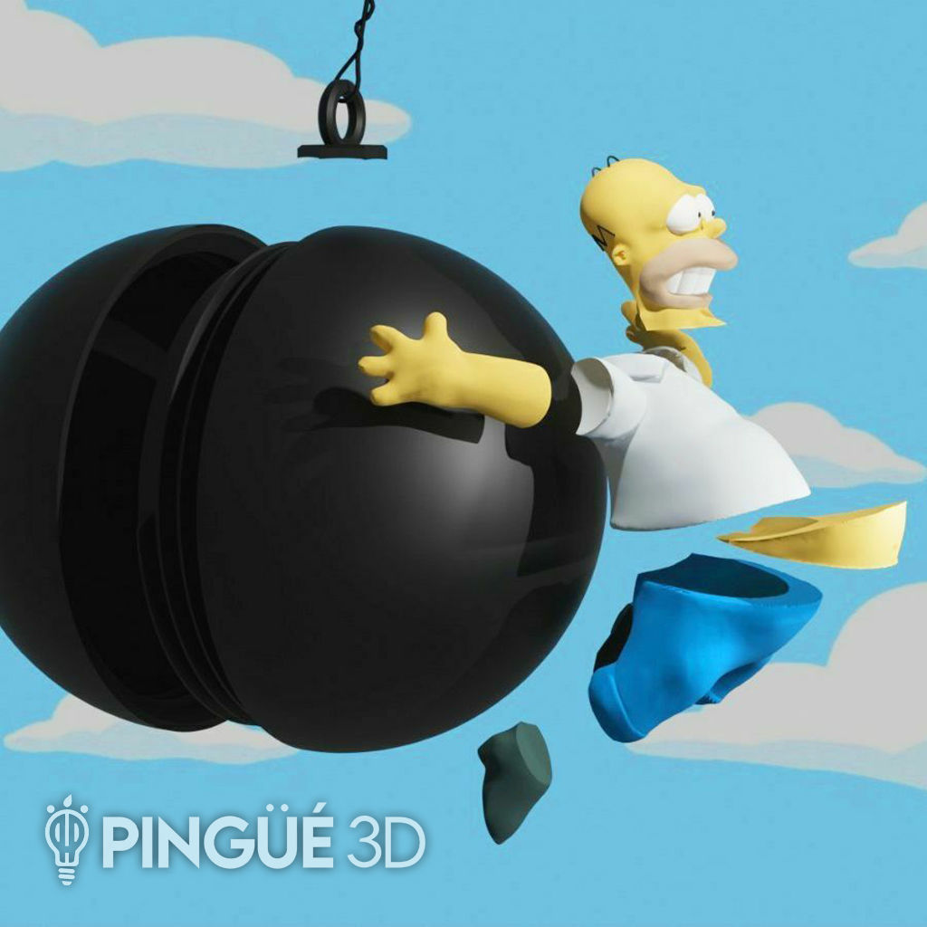 HOMER SIMPSON ON A HOLLOW THREADED BALL - CHRISTMAS DECORATION 3D print model_3