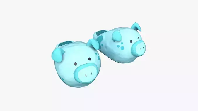 Slippers B07 Blue Pig - Costume Character Design Low-poly 3D model