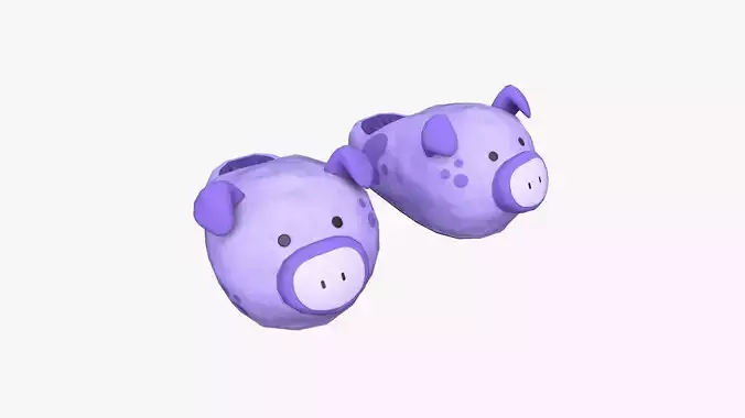 Slippers B09 Purple Pig - Costume Character Design Low-poly 3D model