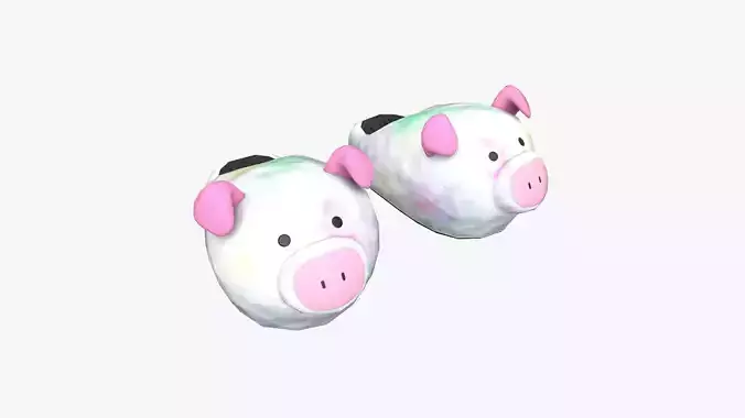 Slippers B10 Colored Pig - Costume Character Design Low-poly 3D model