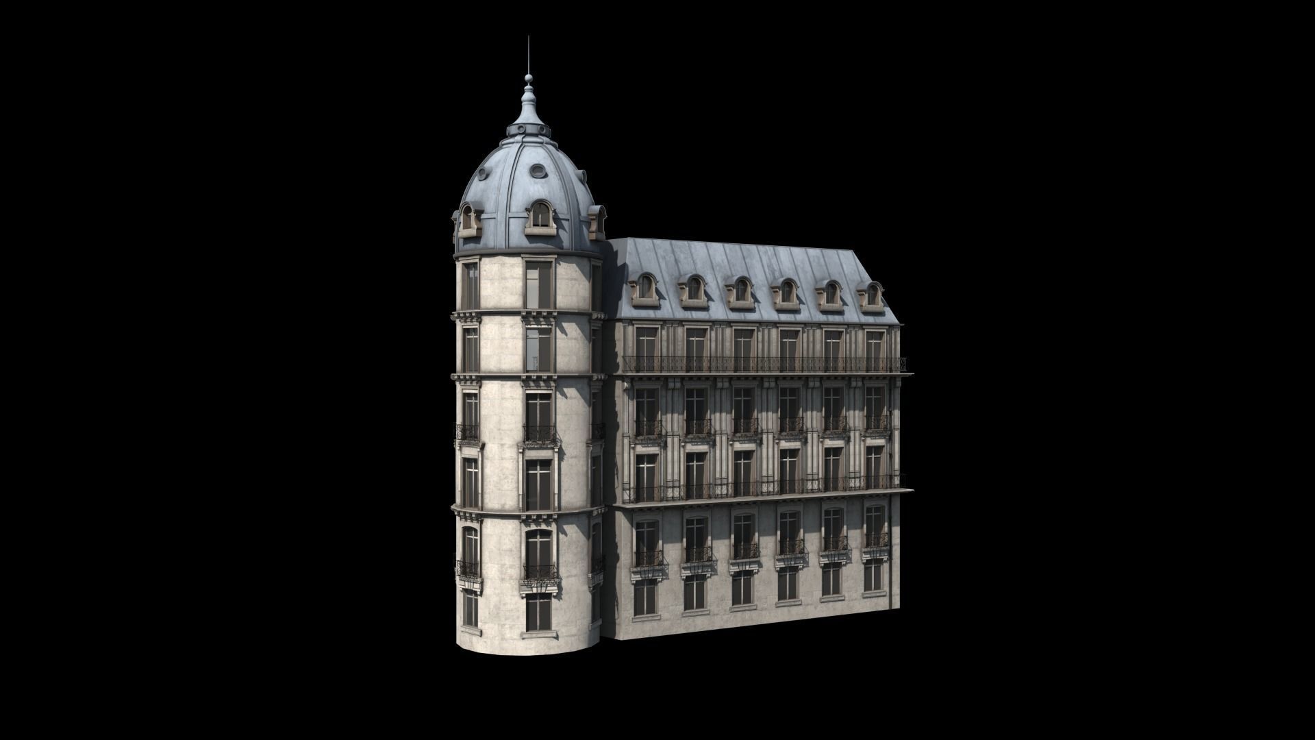 Paris Building Haussmann 3D model_1