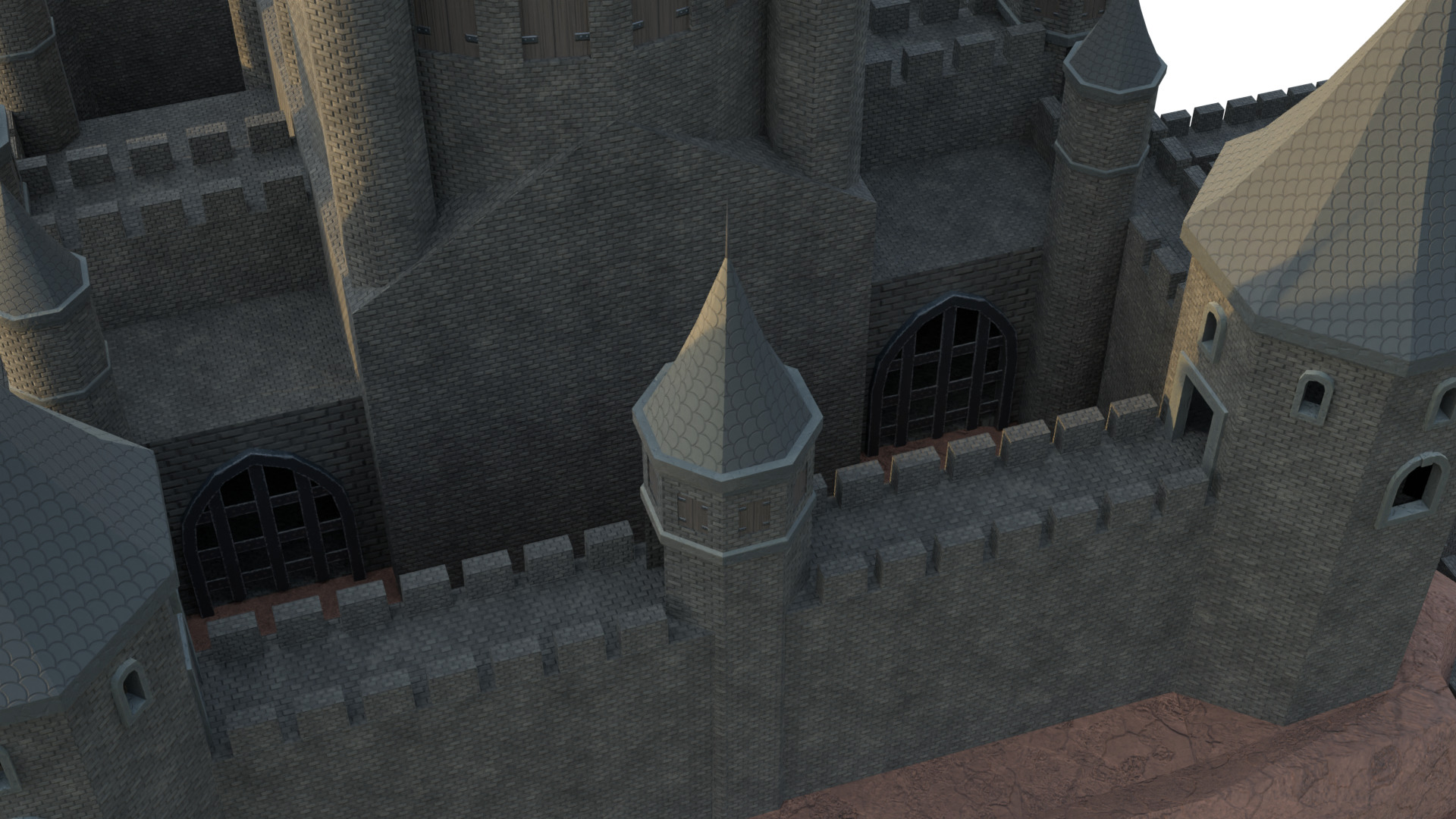 Island Castle Low-poly 3D model_2