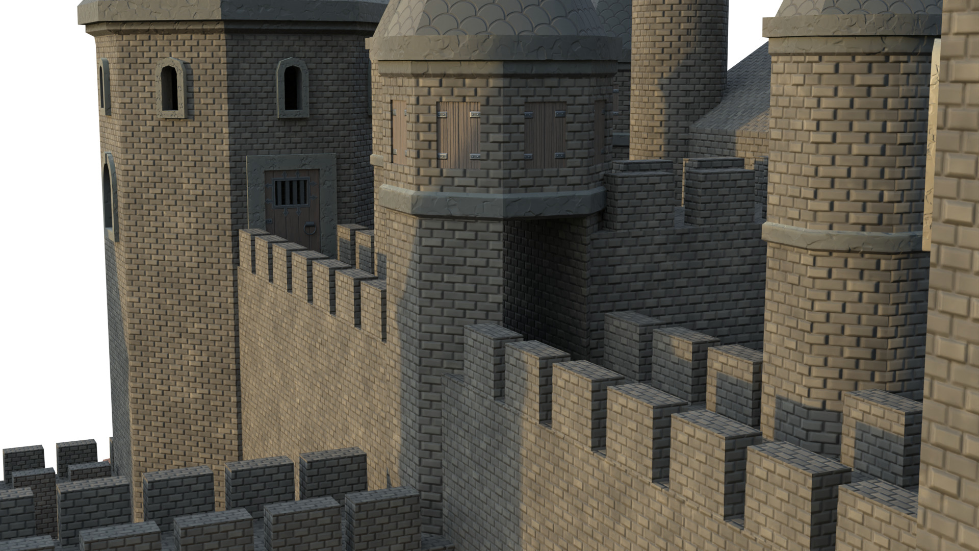 Island Castle Low-poly 3D model_1