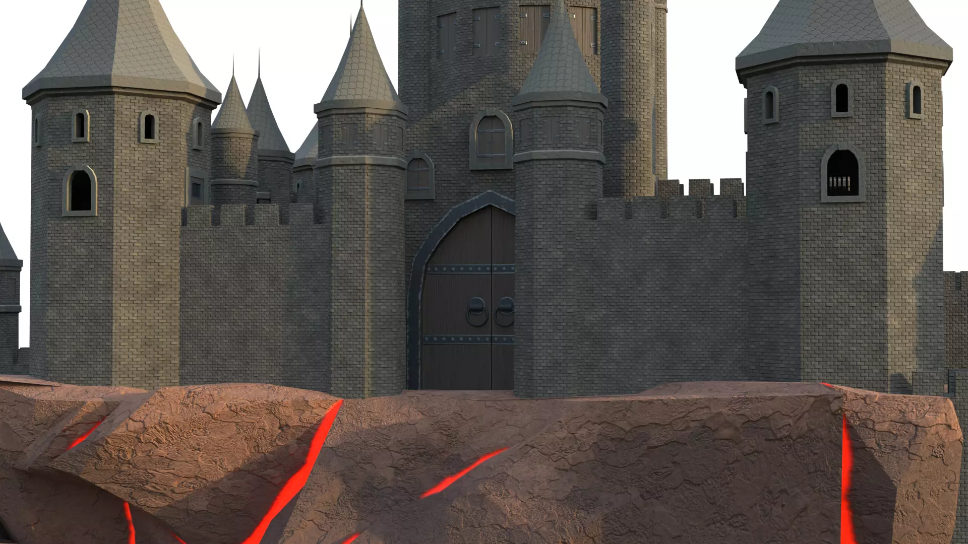 Island Castle Low-poly 3D model_0