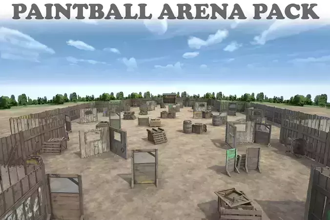 Paintball Game Arena Design Unity 3D Low-poly 3D model